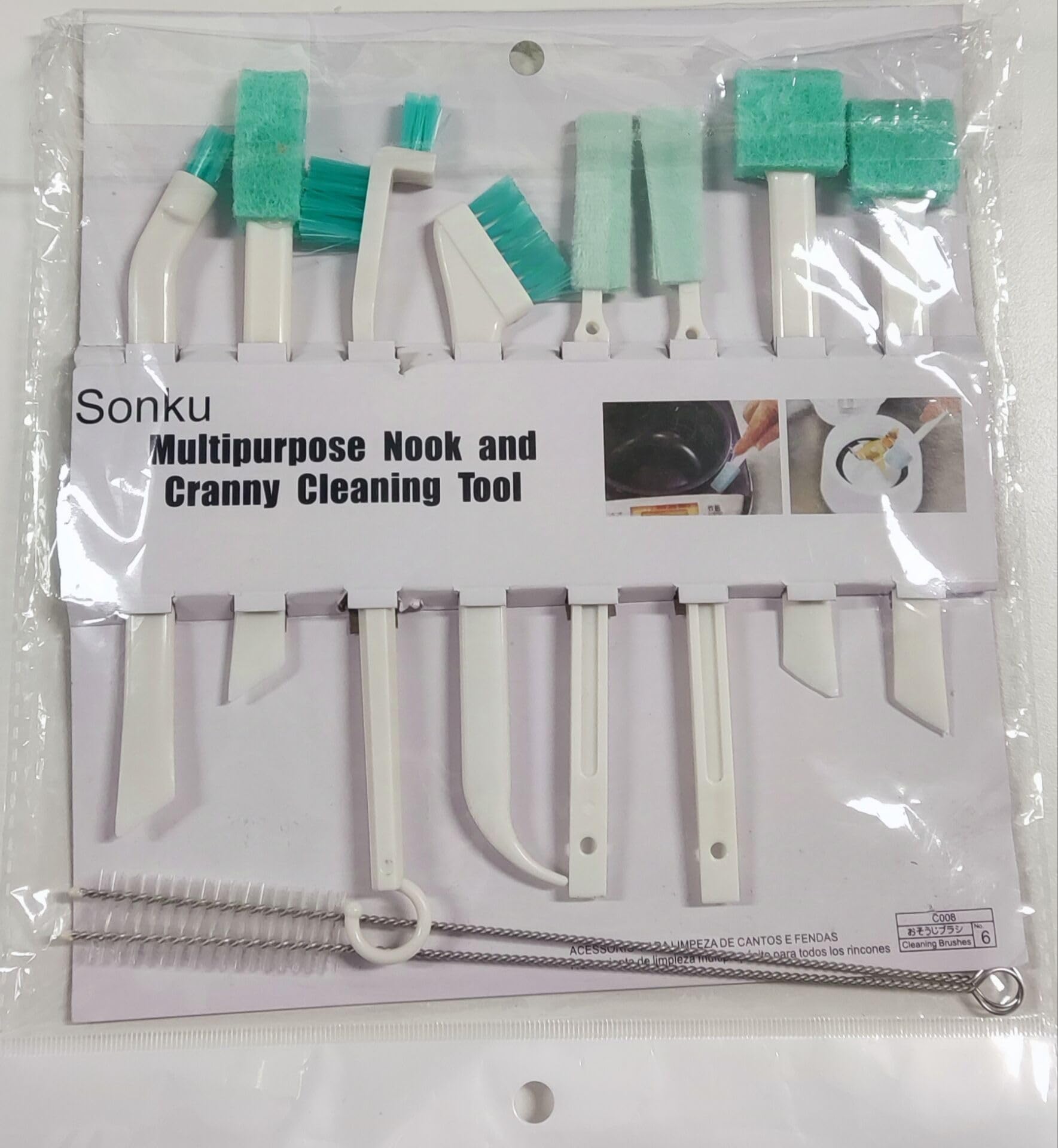 SonKu Kit Pulizia Fessure - 10 Spazzole Per Angoli Stretti, Con Gancio E Setole Per Casa E Ufficio - Foto 9