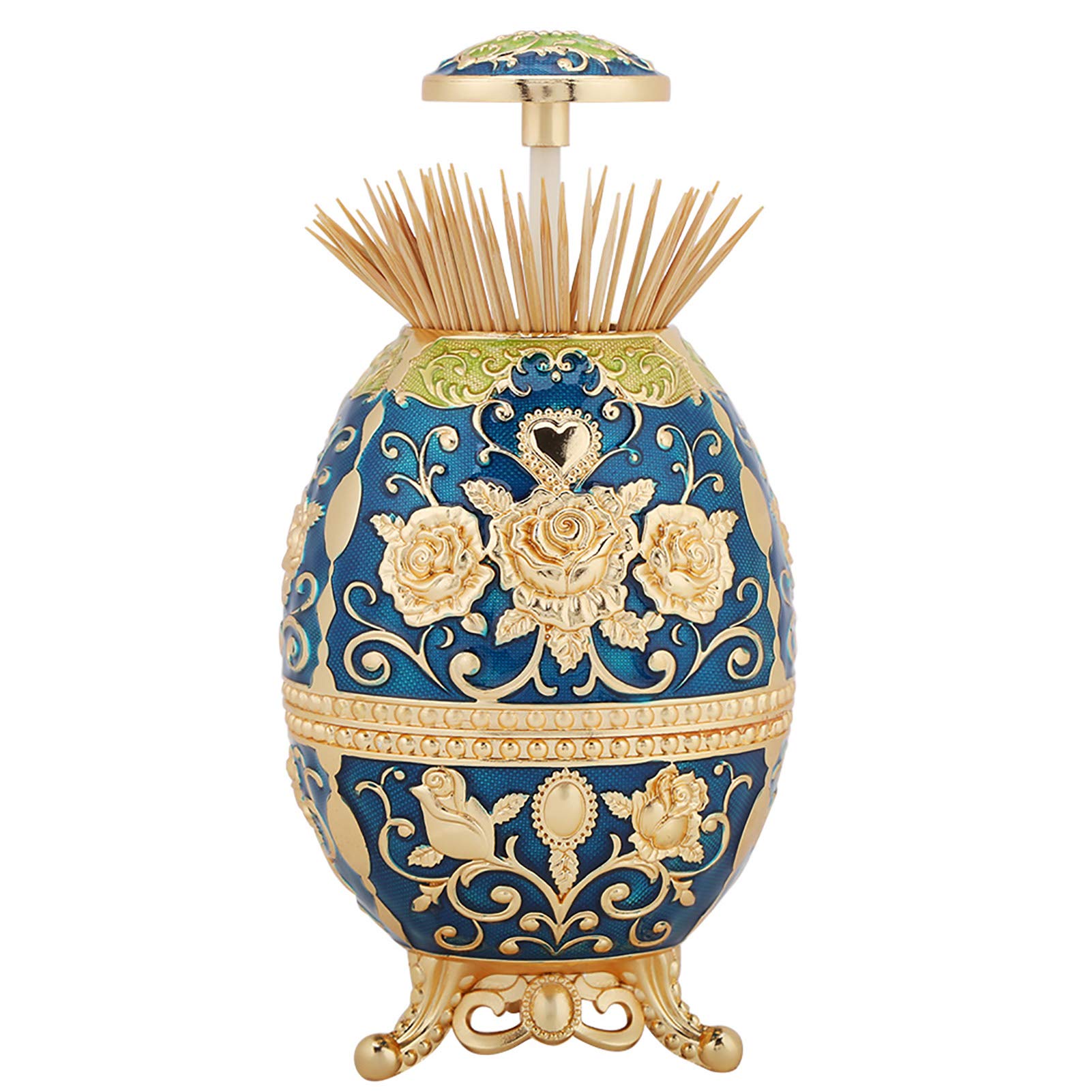 Toothpick Dispenser, Pop Up Hand Press Retractable Metal Tin Alloy Toothpick Holder with Bottle Opener Function for Home Use for Restaurant for Home Decoration(Jinlan Jinhua)