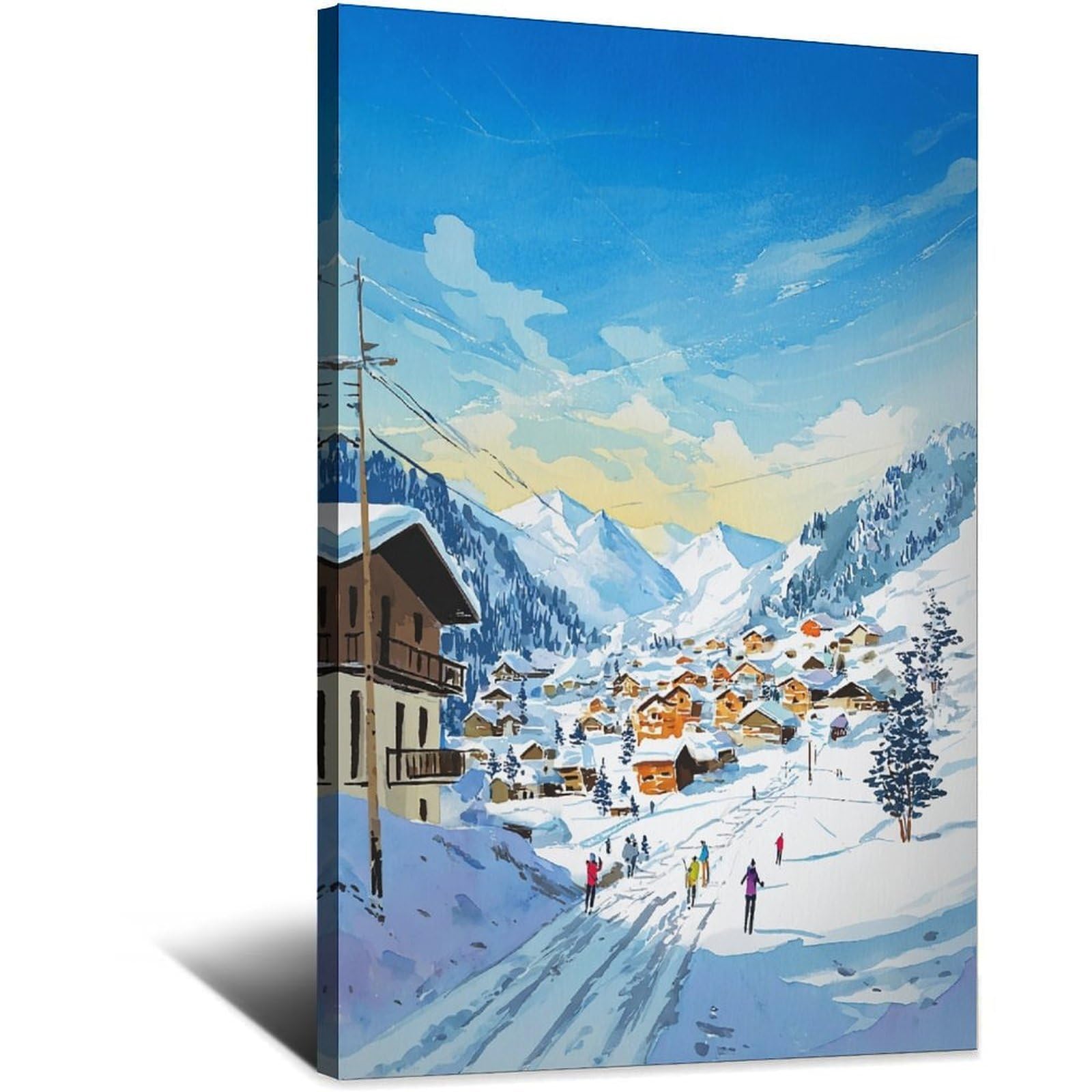 St Anton Ski Posters 20x30inch(50x75cm) Vintage Watercolor Canvas Art