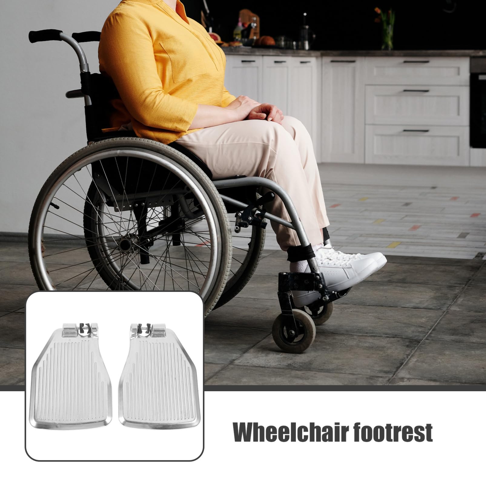 UKCOCO Reposapiés de Aleación de Aluminio Ligero para Silla de Ruedas Accesorios Estables Diseño Ergonómico y Almohadilla Pie para Usuarios Movilidad Reducida