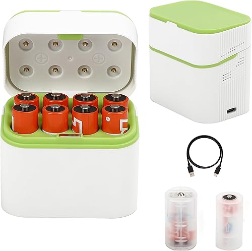 Paquete de 8 baterías recargables AA de litio con cargador rápido, salida constante de 1.5 V, 3600 mWh de alta capacidad de 8 ranuras triple AA de