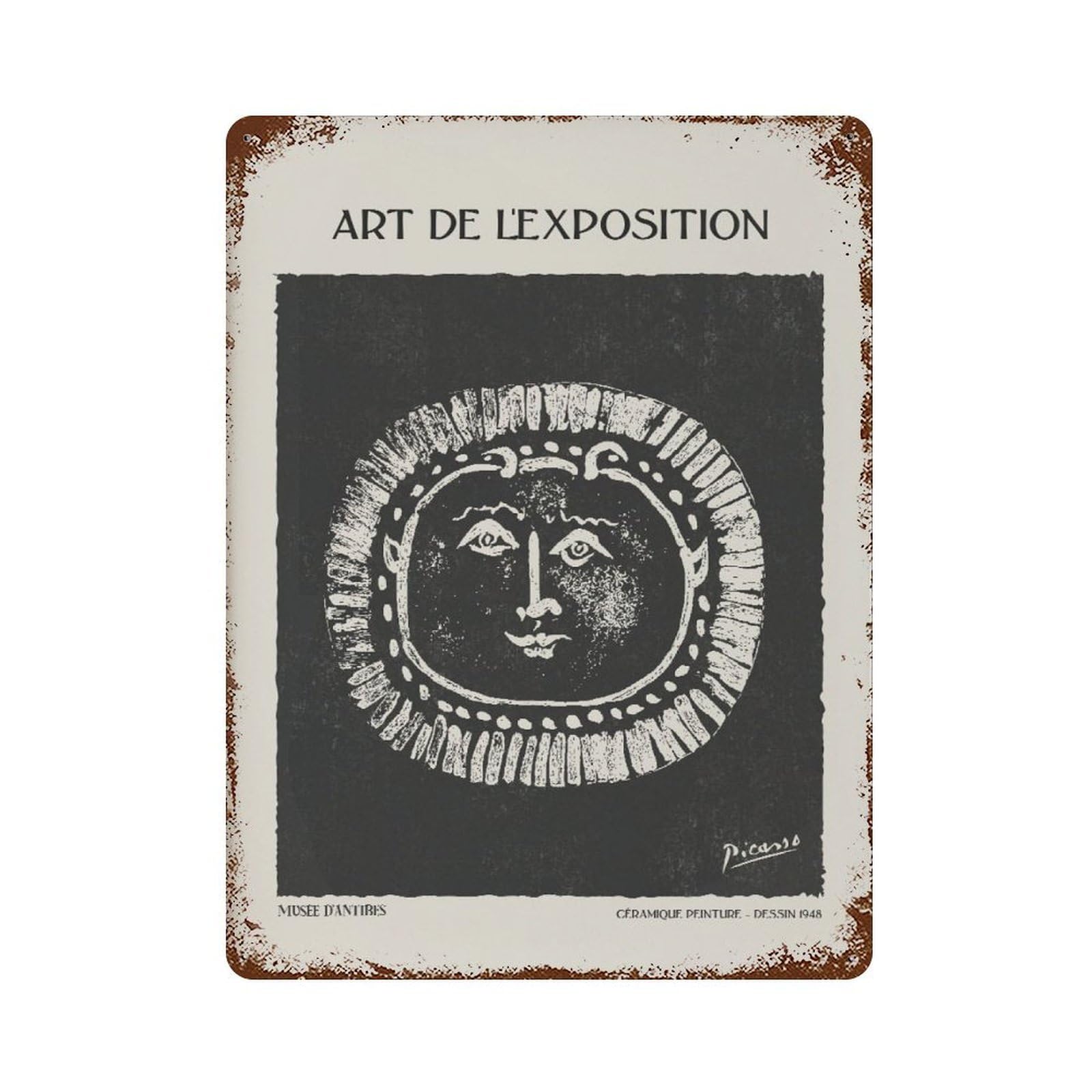 xiaoxiaoshen Pablo Picasso 'ceramique Peinture' Exhibition Wall Decor Art Metal Tin Poster Modern Home Decor Art Home Bar Shop Decorations Vintage Sign 40x30cm