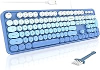 Vista 8 de MOFII Teclados de computadora con cable, teclado USB de tamaño completo Plug Play, bonito teclado estético colorido con soportes plegables