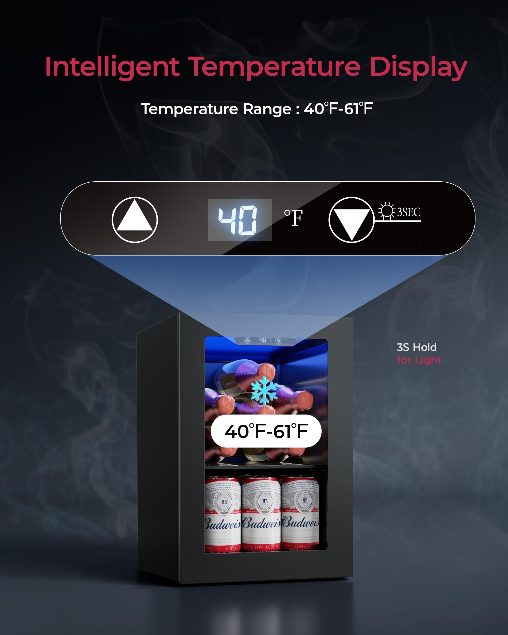 Icyglee 6 Bottles And 6 Cans Compact Beverage Refrigerator, Freestanding Mini Fridge With Temperature Control For Beer Wine, Under Counter Small Refrigerator Adjustable Shelve For Home And Bar on Fridge.com - View 2