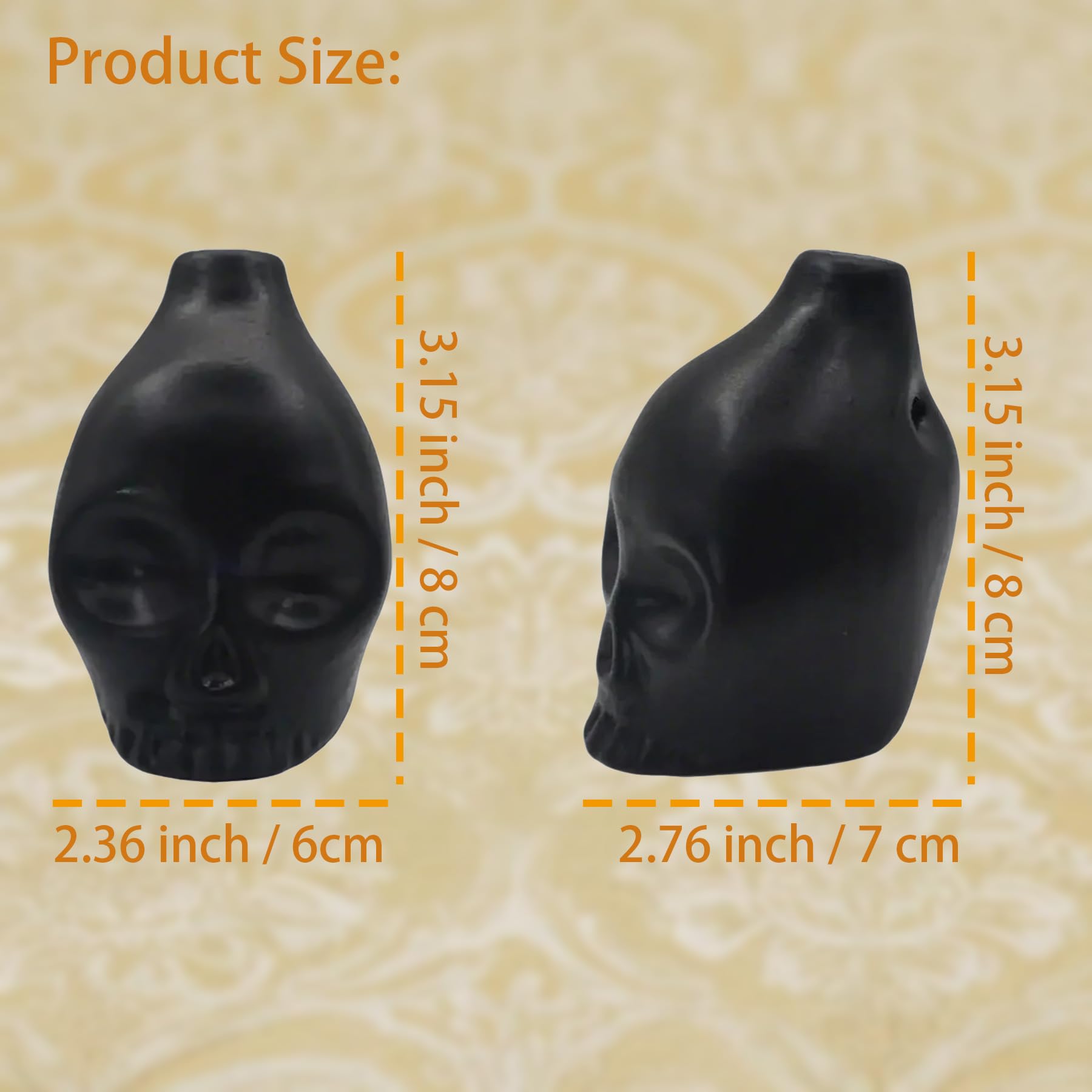 Sifflet de mort aztèque – Sifflet de mort en céramique fabriqué à la main pour des cris terrifiants, parfait pour Halloween et Dia De Los Muertos – Sifflet aztèque authentique (noir)