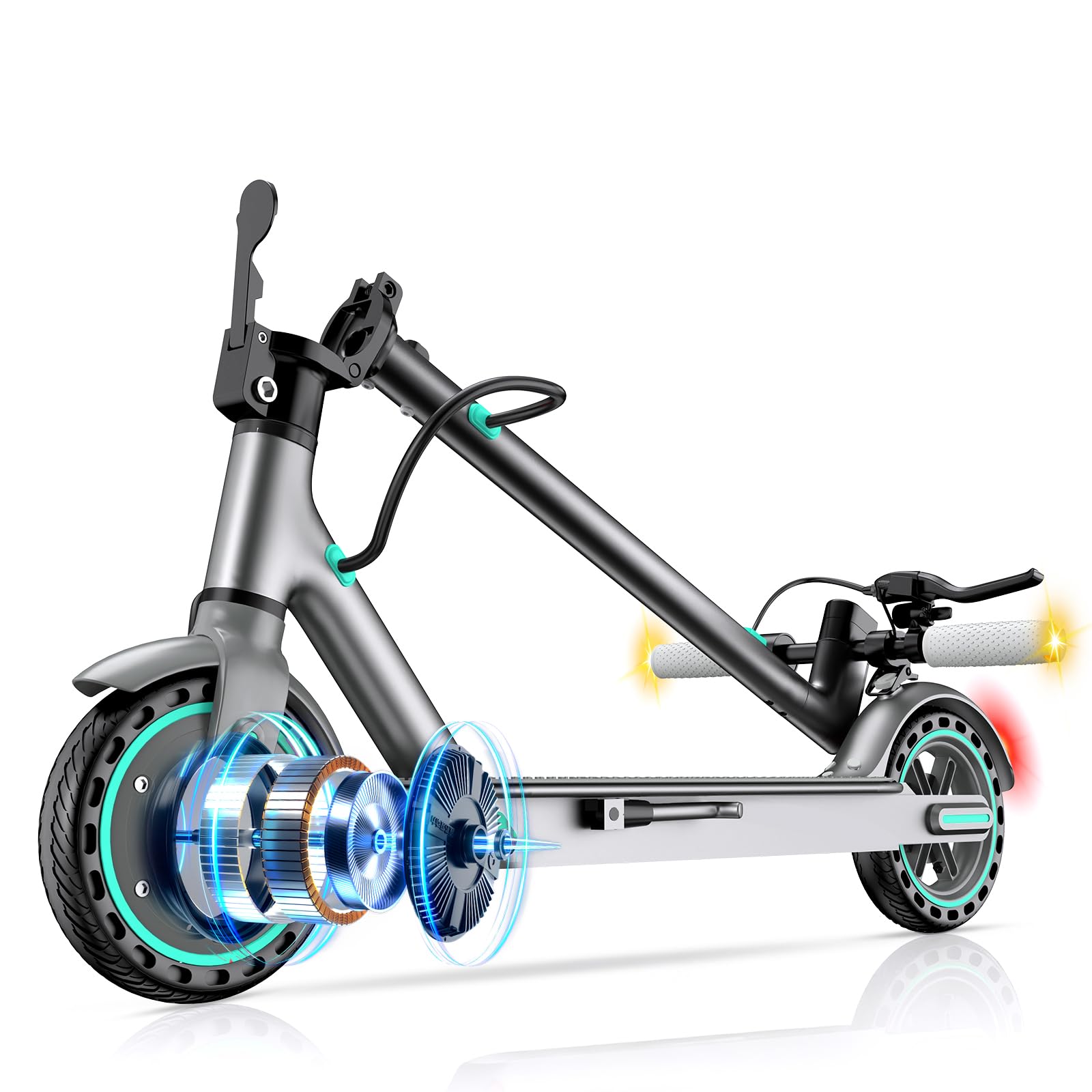 Patinete Eléctrico, Neumáticos de 8.5"/10", 25 km/h, Motor de 350W/500W, Autonomía de 35/37/38/48 km, Patinete Eléctrico para Adultos con Sistema de Frenado Dual, Control por App