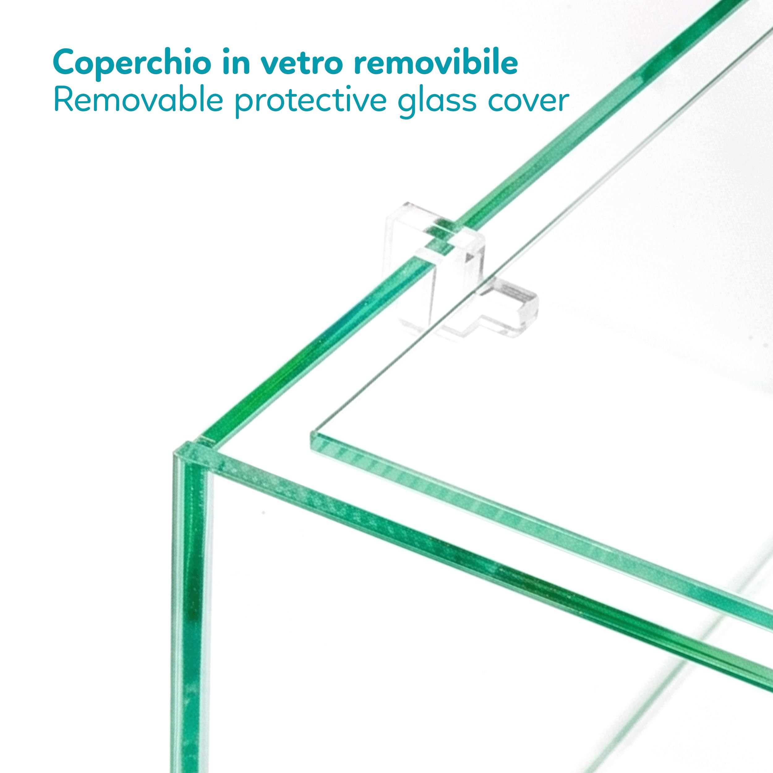 AQPET Tartarughiera in Vetro con Coperchio E Isola per Tartarughe d'Acqua Tortuga, 60 60x30x25 cm 45 Litri