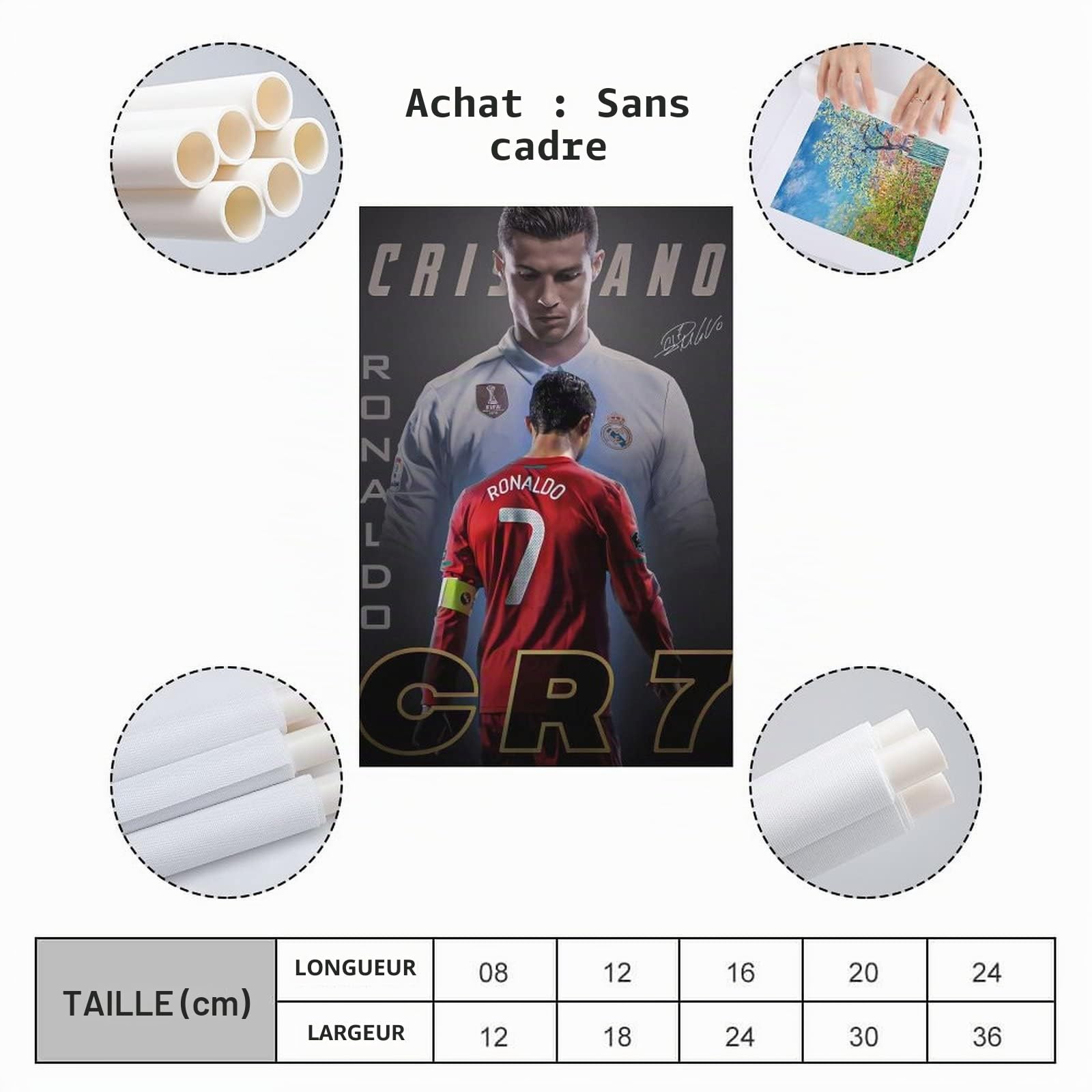 Cristiano Ronaldo Affiche murale sur toile sans cadre 40 x 60 cm