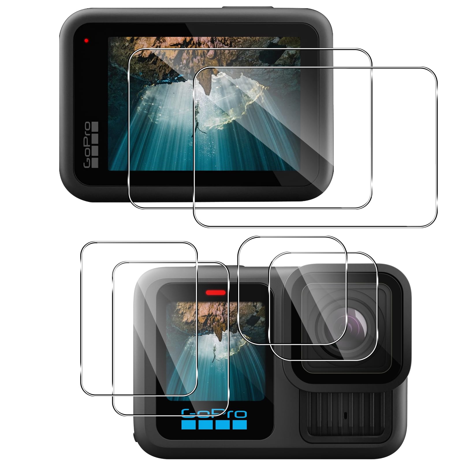 Haofun Verre Trempé Compatible Avec GoPro Hero, 2 Pièces Protection