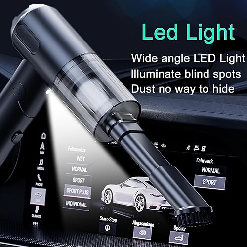 Miniatura 3 de Aspiradora de mano inalámbrica con LED, alta potencia 9900 Pa150 W, mini aspiradora plegable para automóvil, pequeña aspiradora portátil con