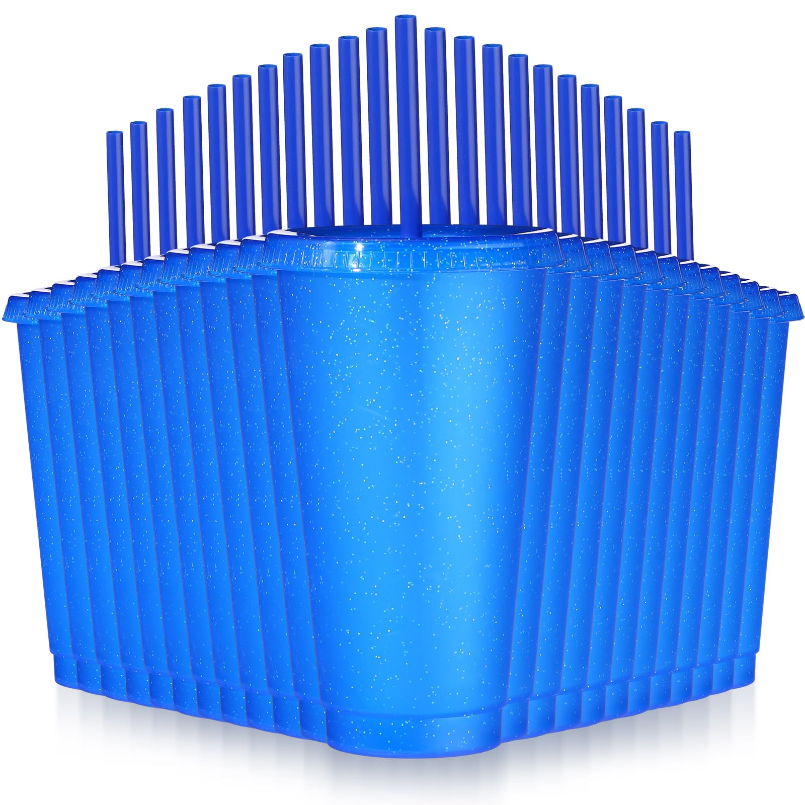 Photo 1 of Dandat 24 Pcsc Halloween Plastic Cups with Lids and Straws Bulk, 24 oz Large Reusable Tumbler with Lids for Kids and Adults Party Favor, Glitter Water Bottle Travel Mug for Birthday(Neon)