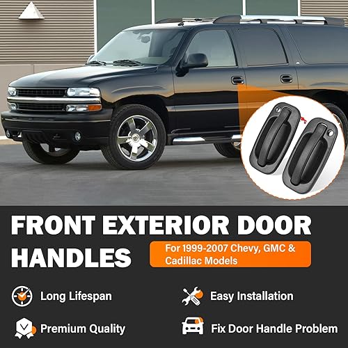 Miniatura 2 de Manijas de puerta exteriores con cerraduras delanteras para Chevy Silverado 1500 2500 3500 Classic Suburban Tahoe Avalanche GMC Sierra Yukon XL