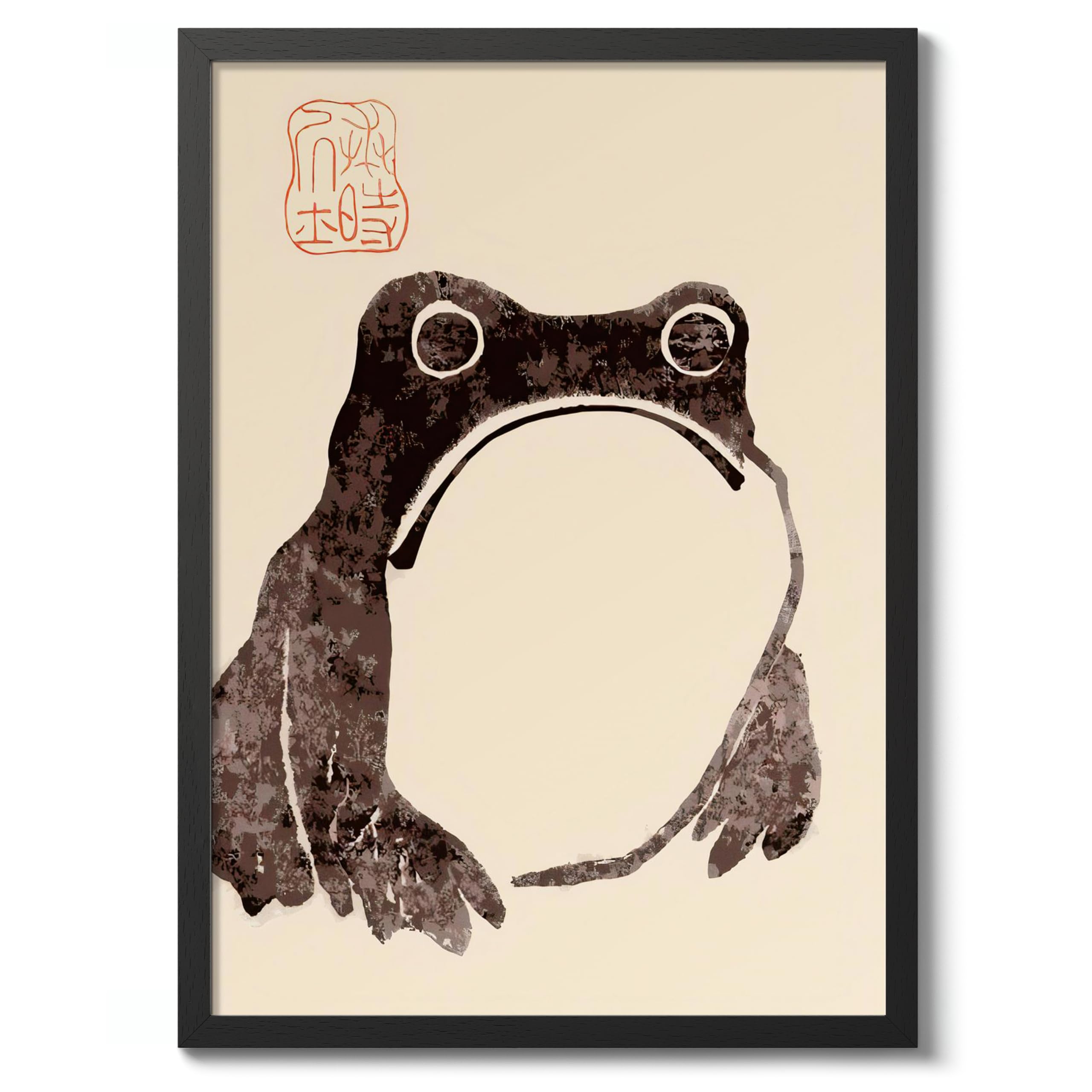 Matsumoto Hoji Sad Frog Poster, Japansese Art Woodblock Ukiyo-e Print, Framed Japanese Wall Art, Archival Matte, A5 (Print Only) - 21x14.8cm