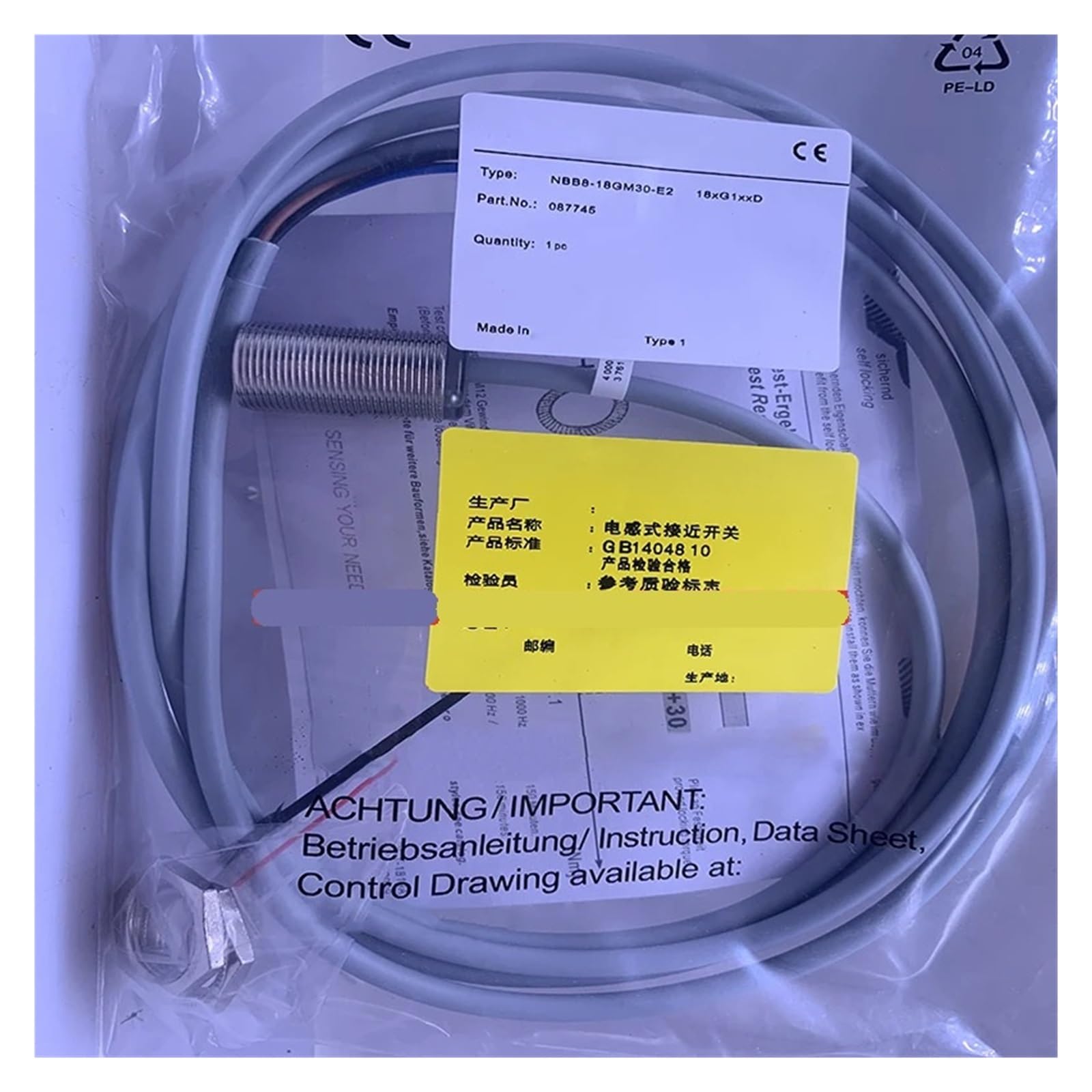 NACODLUL 1pcs NBB8-18GM30-E0 E2 E3 Proximity sensor(NBB8-18GM30-E2)