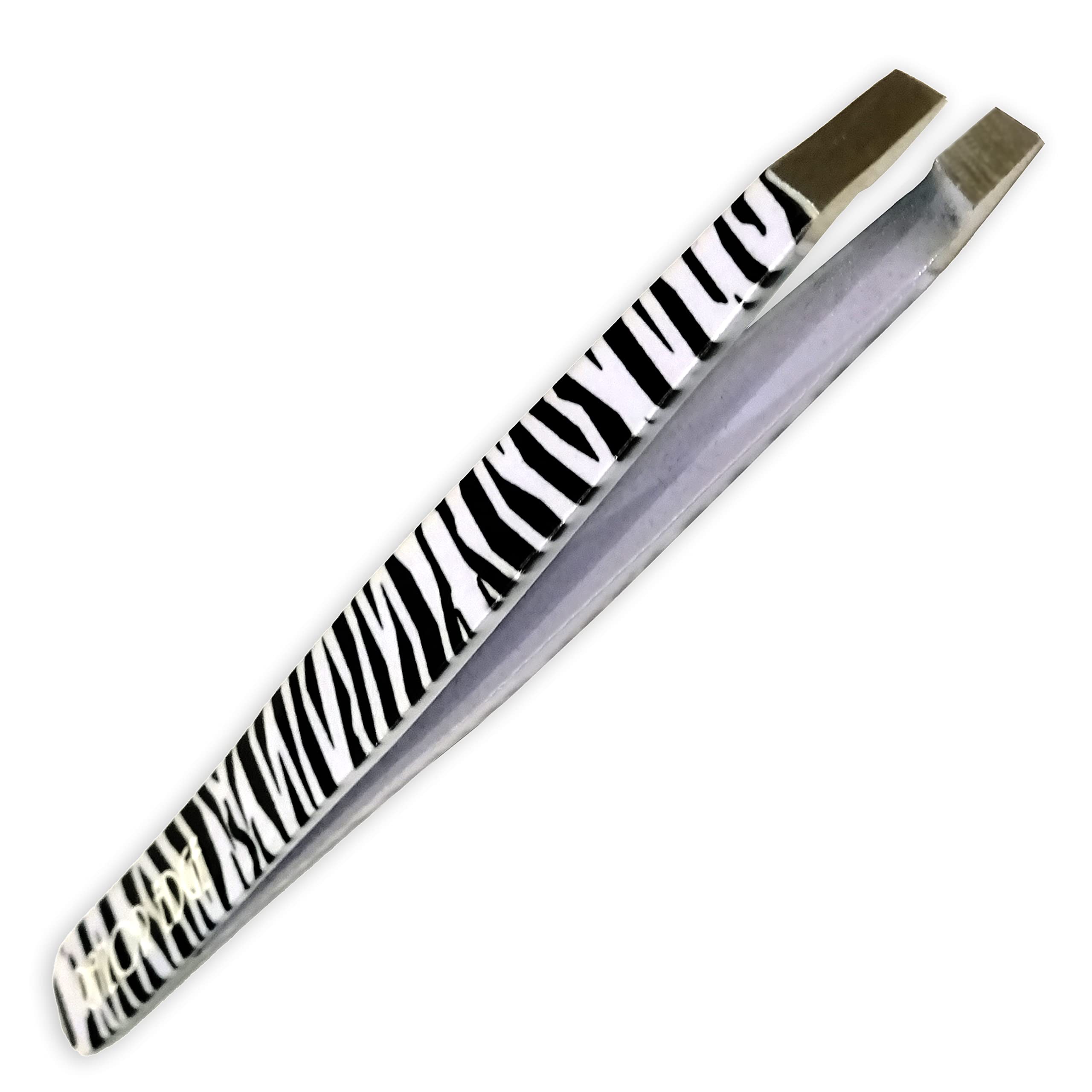 Razor Edge Men's Zebra Eyebrow Tweezers Ingrown Facial Hair Chin Nose Hair 9.5Cm Plucking Tweezers Light Weight (Zebra)