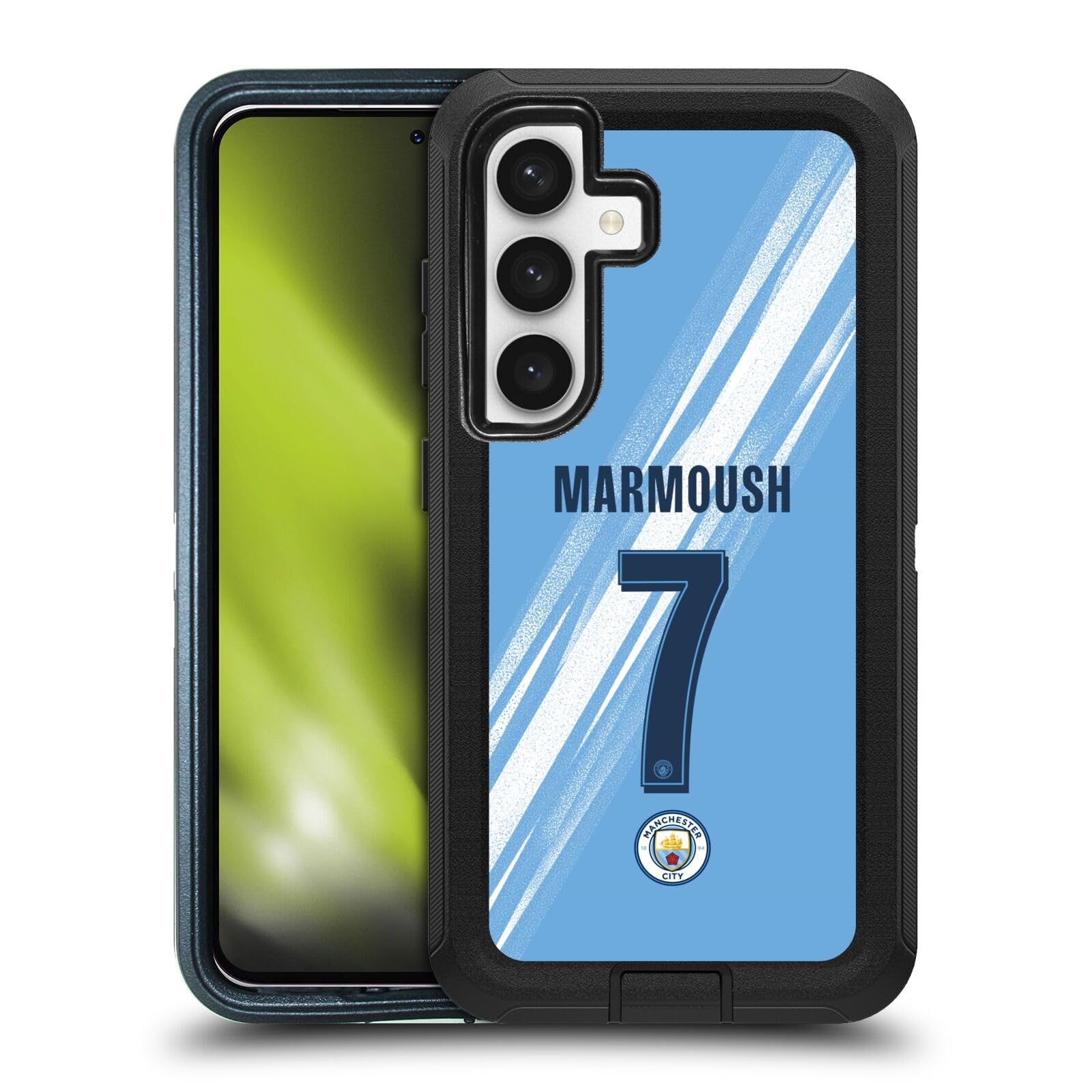 Head Case Designs Officially Licensed Manchester City Man City FC Omar Marmoush 2025/26 Players Home Kit Ultra-Armoured Shockproof Case [Military Grade] Compatible With Samsung Galaxy S24 5G
