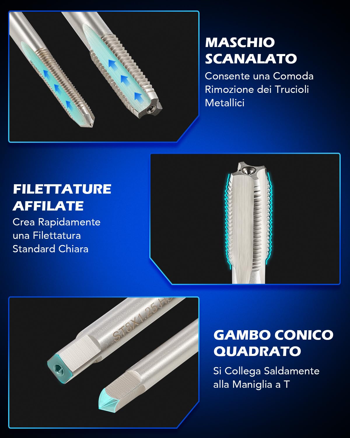 Orion Motor Tech 131 Pezzi Kit Riparazione di Filetti Kit Riparazione Filettatura, Utensili per Filetti Metrici Interni M5 M6 M8 M10 M12, Riparazione Elicoidi Kit per Viti e Filettatura Interna