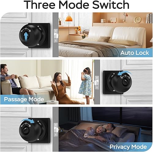 Miniatura 8 de GeekTale Cerradura de puerta de huellas dactilares para dormitorios, perilla de puerta de huellas dactilares con cerradura