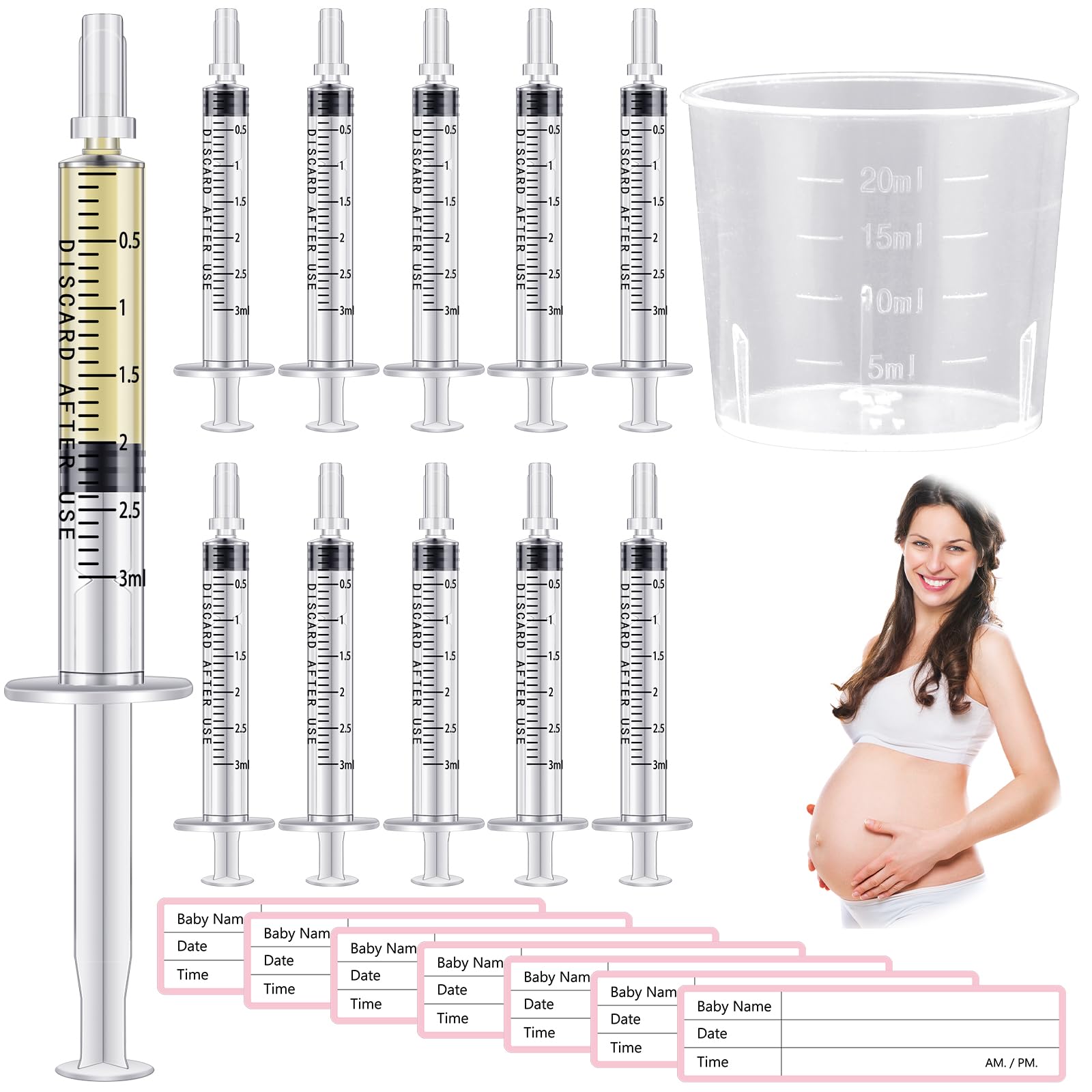 Trelaco 100 Sets 3 Ml Breast Milk Syringes No Needle Colostrum,1 Ml