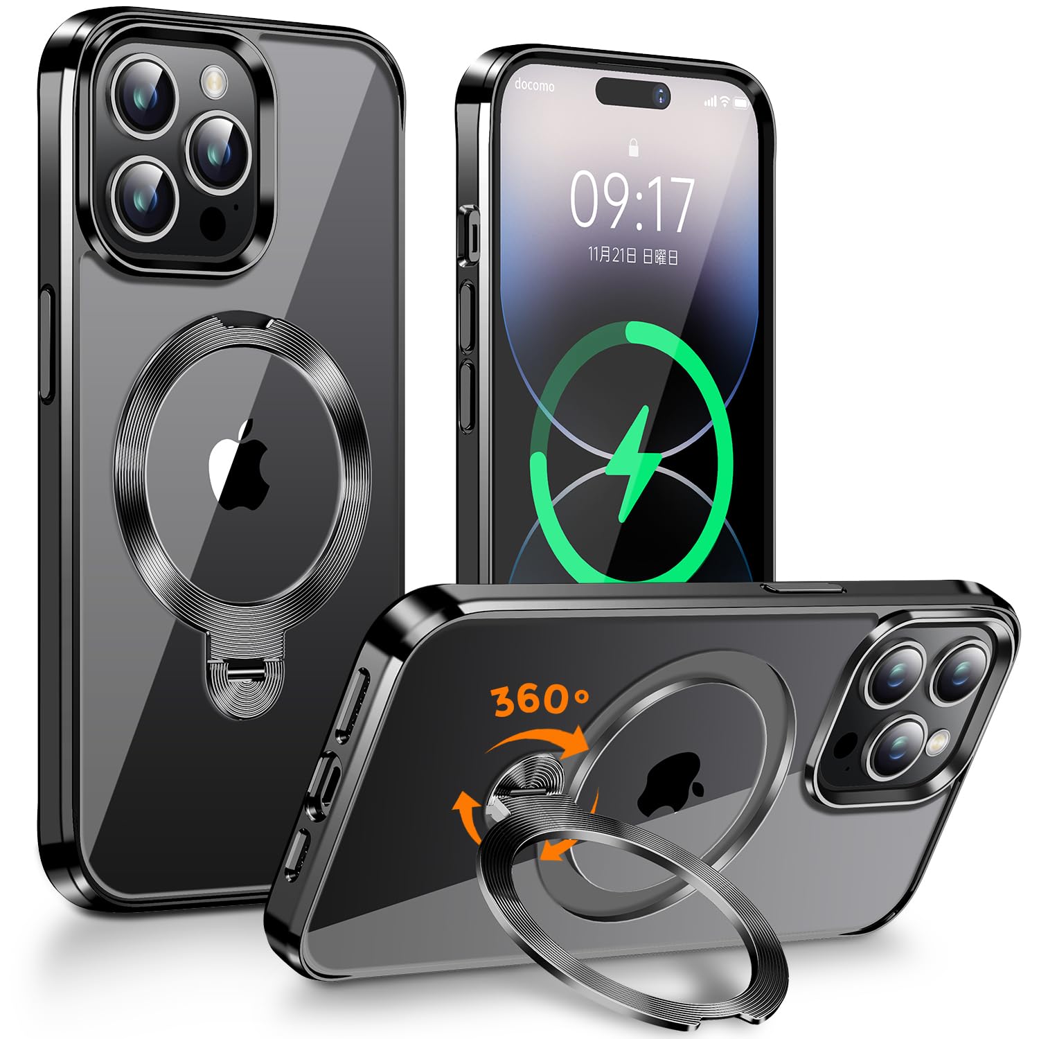 Amazon.co.jp: 【360°回転無制限・縦横両対応】FONKCASE iPhone 14 Pro 