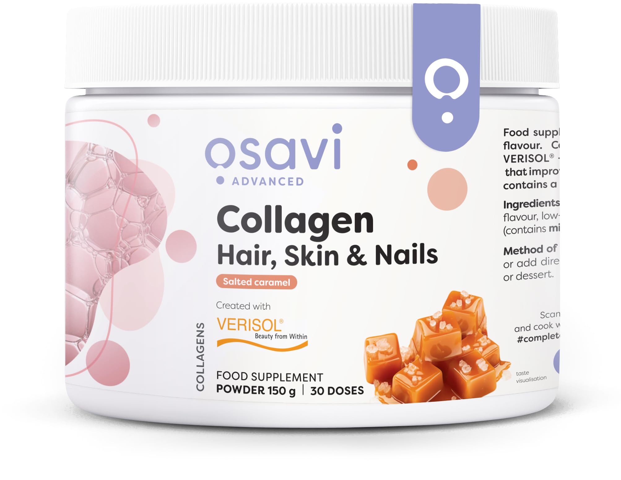 Osavi Collagen Peptides Hair Skin & Nails Salted Caramel Beauty Support Powder Flavour - 150G