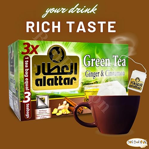 Miniatura 3 de Alattar Bebida Natural Té Verde Hierbas Té Verde Jengibre y Canela Bolsas de Té Hierbas Hierbas No OGM Sin Cafeína Sin Aditivos Sin Colorantes