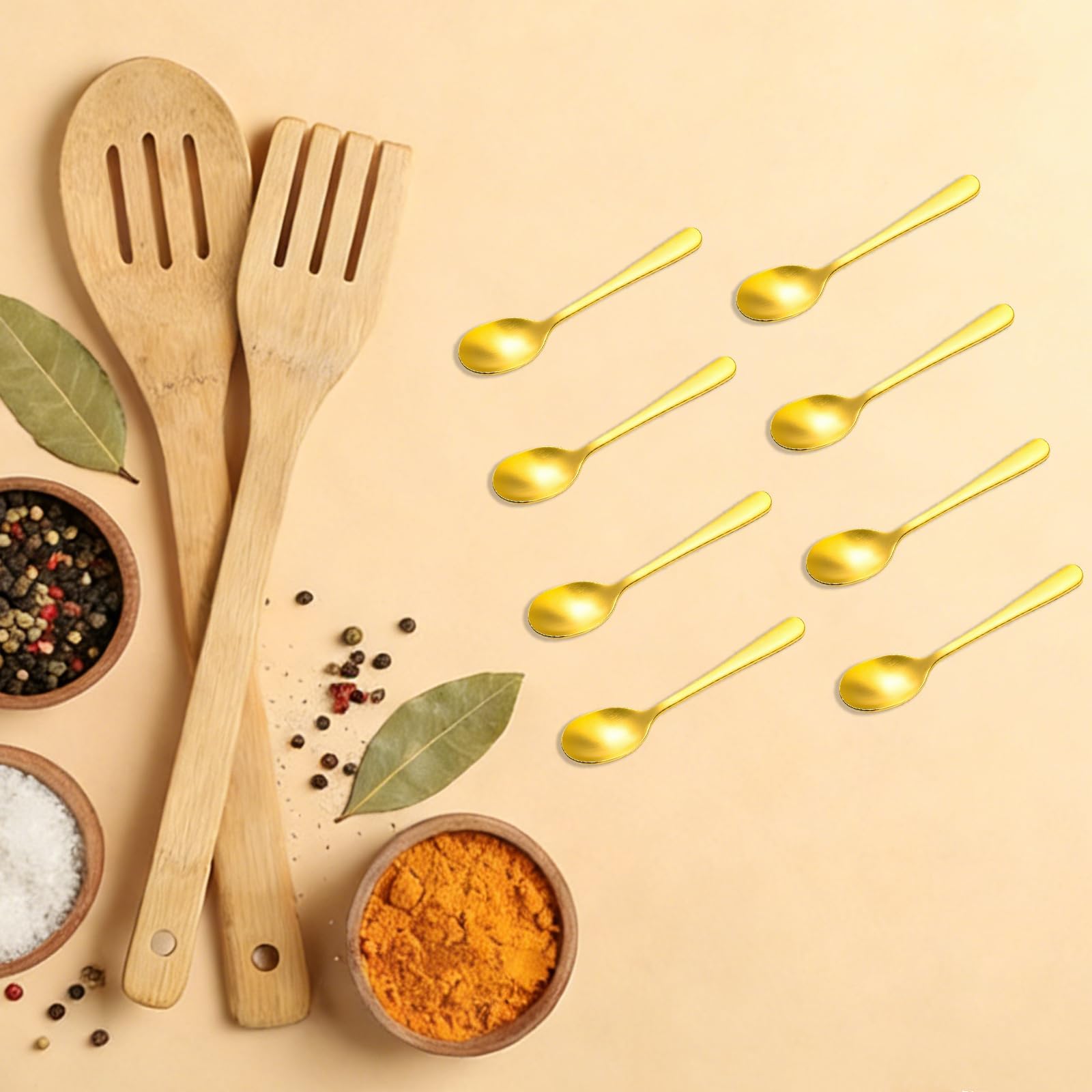 Small Gold Spice Spoons - 8 Pack -6