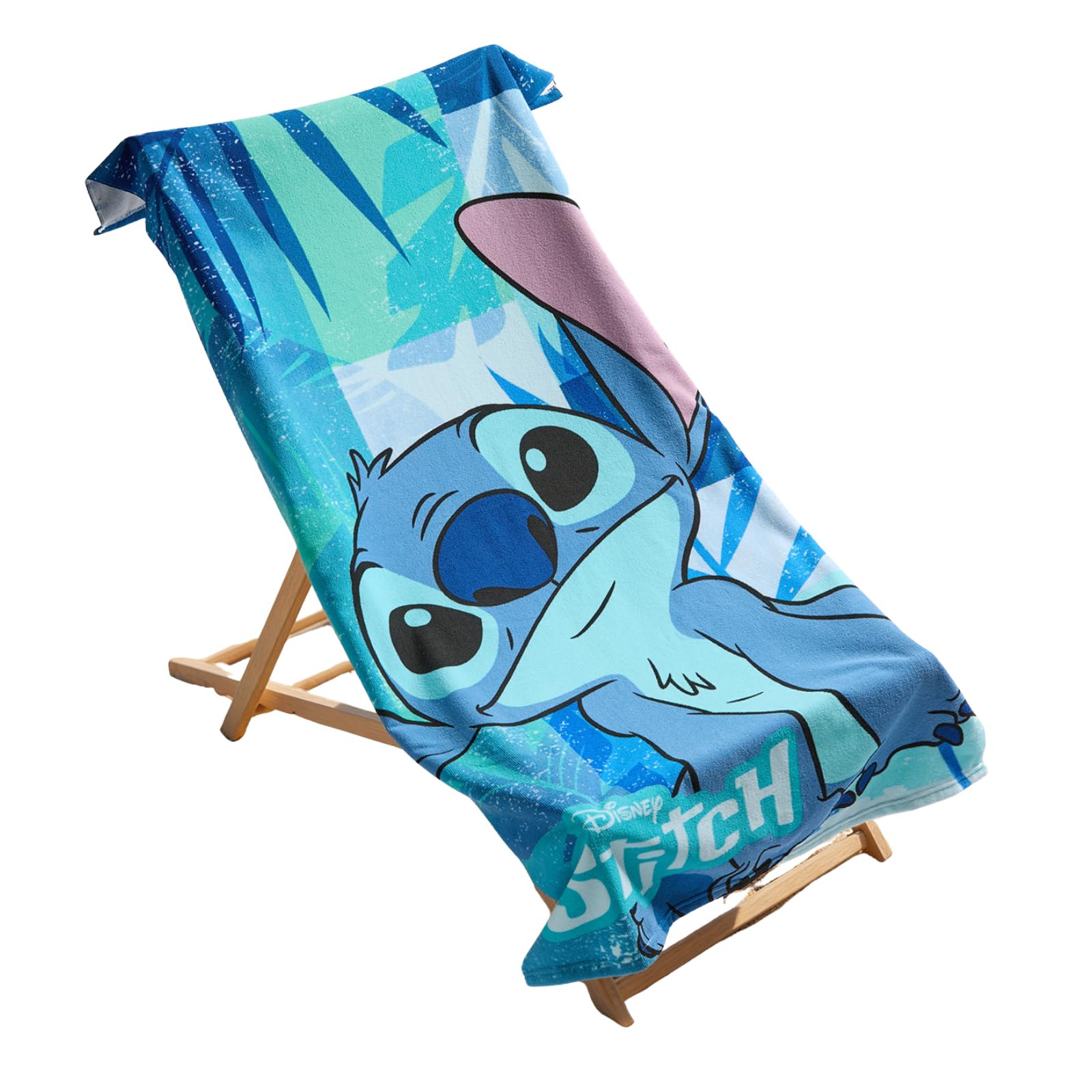 OHS Stitch Beach Towel, Officially Licensed Stitch Gifts for Girls Boys Super Soft Quick Dry Microfibre Beach Towel Holiday Essentials Summer Travel Swimming Towels for Kids, Blue - 71 x 152cm