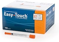 EasyTouch 27G U-100 Insulin Syringes 1cc 1/2" Needle - Box of 100, Bold Markings, Sterile, Minimal Dead Space