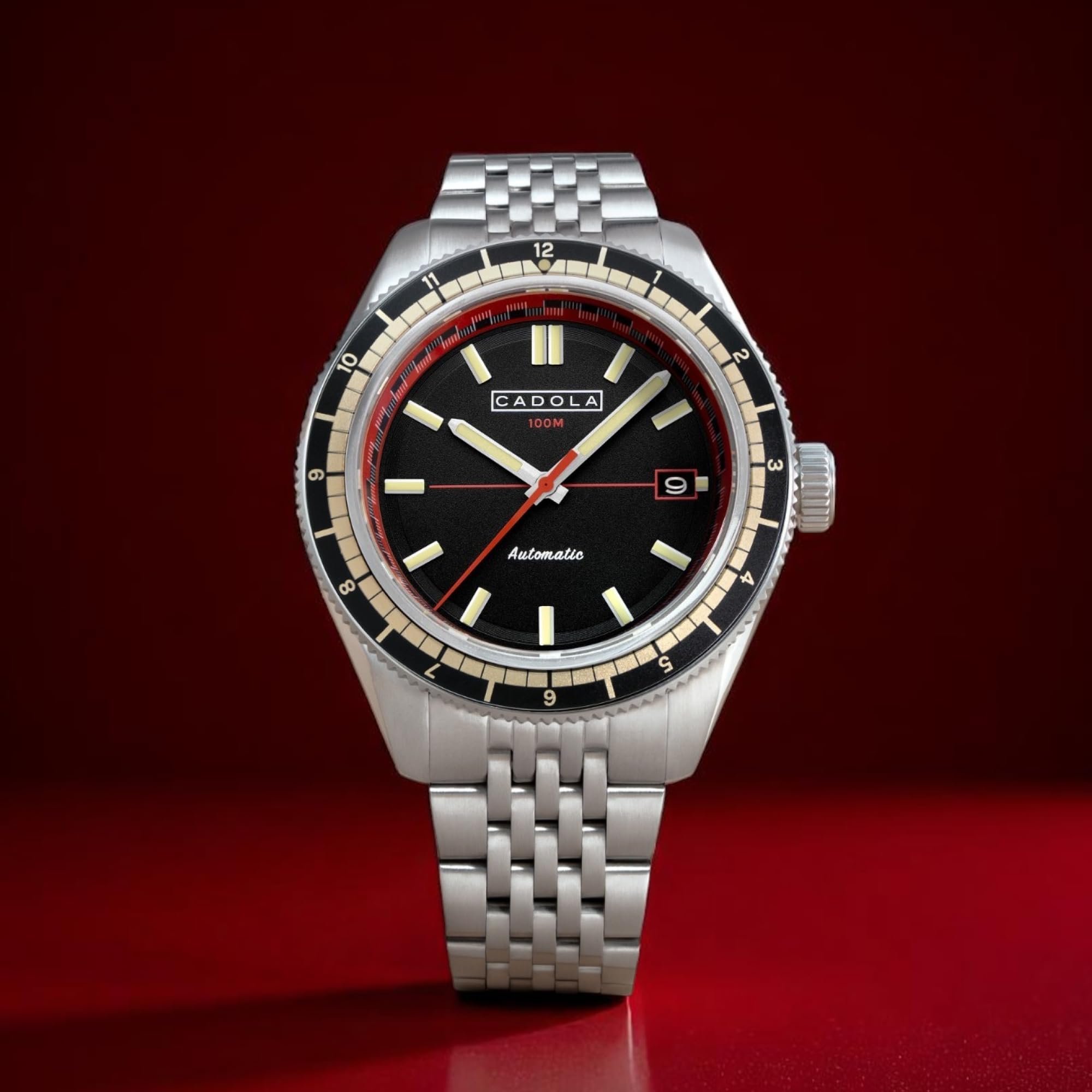 Cadola Orologio da uomo automatico Ahrens da 42 mm con cinturino in acciaio inossidabile massiccio CD-1061
