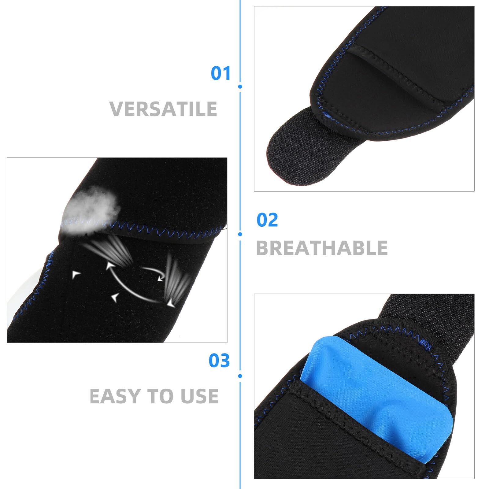 Sacche Ghiaccio con Fascia Regolabile Confezione 2 Pezzi in Gel Materiale Nylon Composito e Gel per Polso e Caviglia per Lesioni Sportive
