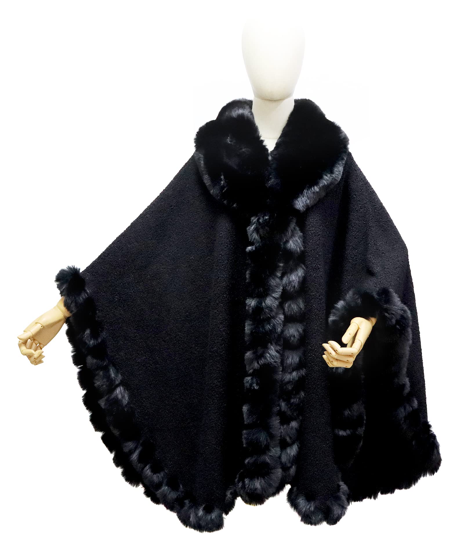 Damen Faux Kaninchen Pelz Cardigan Mantel Poncho Winter Lose Cape Warme Schal Wrap