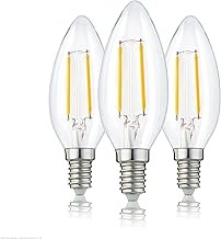 Hellum Lampadine LED E14 bianco caldo, 3 pezzi, lampadina LED trasparente a forma di candela in sostituzione della lampadina da 25 Watt, luminosità 250 lumen, 2700 Kelvin E14 bianco caldo 220155