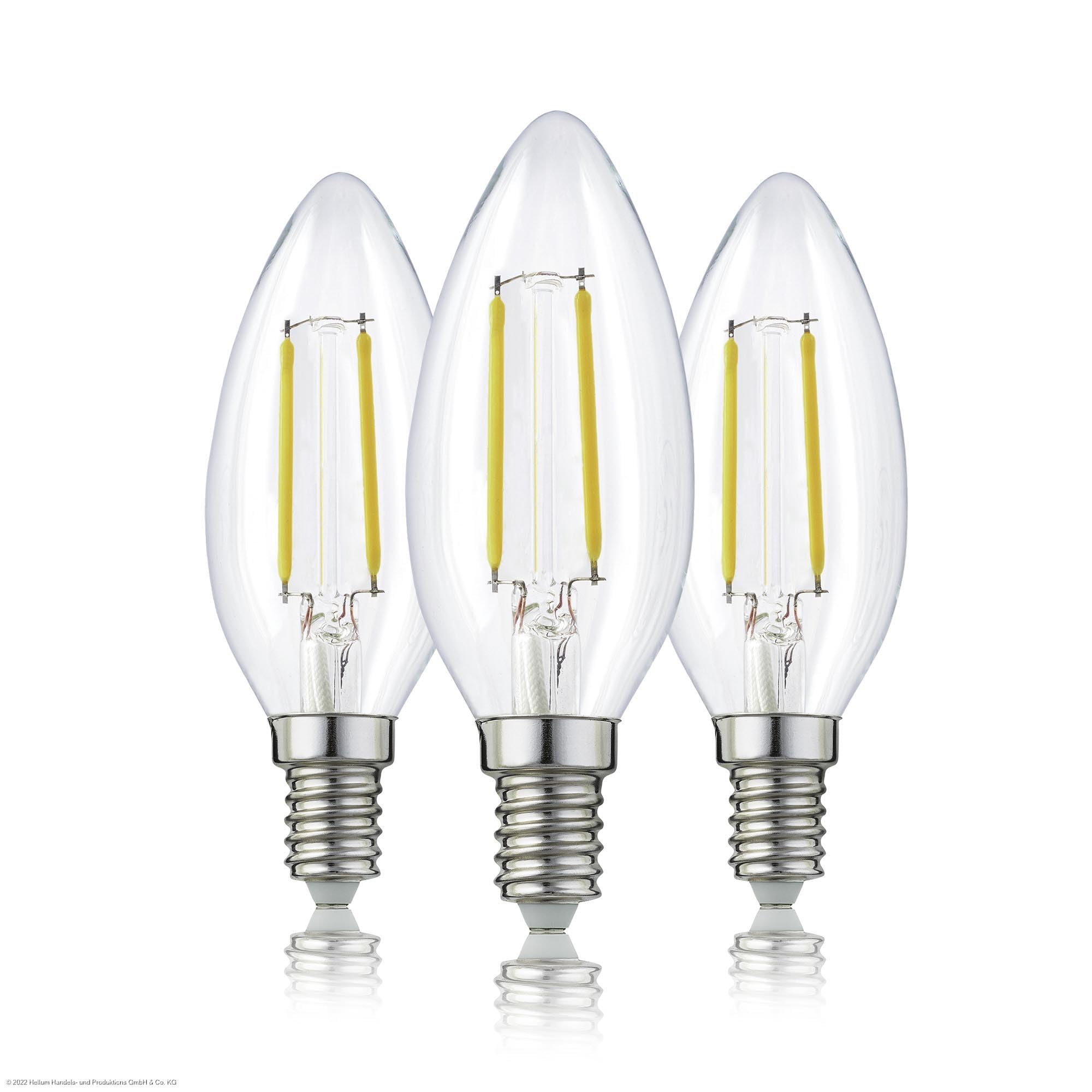 hellum LED Lampen E14 warmweiß, 3 Stück, Klare LED Glühbirne kerzenform als Ersatz für Glühbirne 25 Watt, Helligkeit 250 Lumen, 2700 Kelvin LED E14 warmweiß, 3x 207101