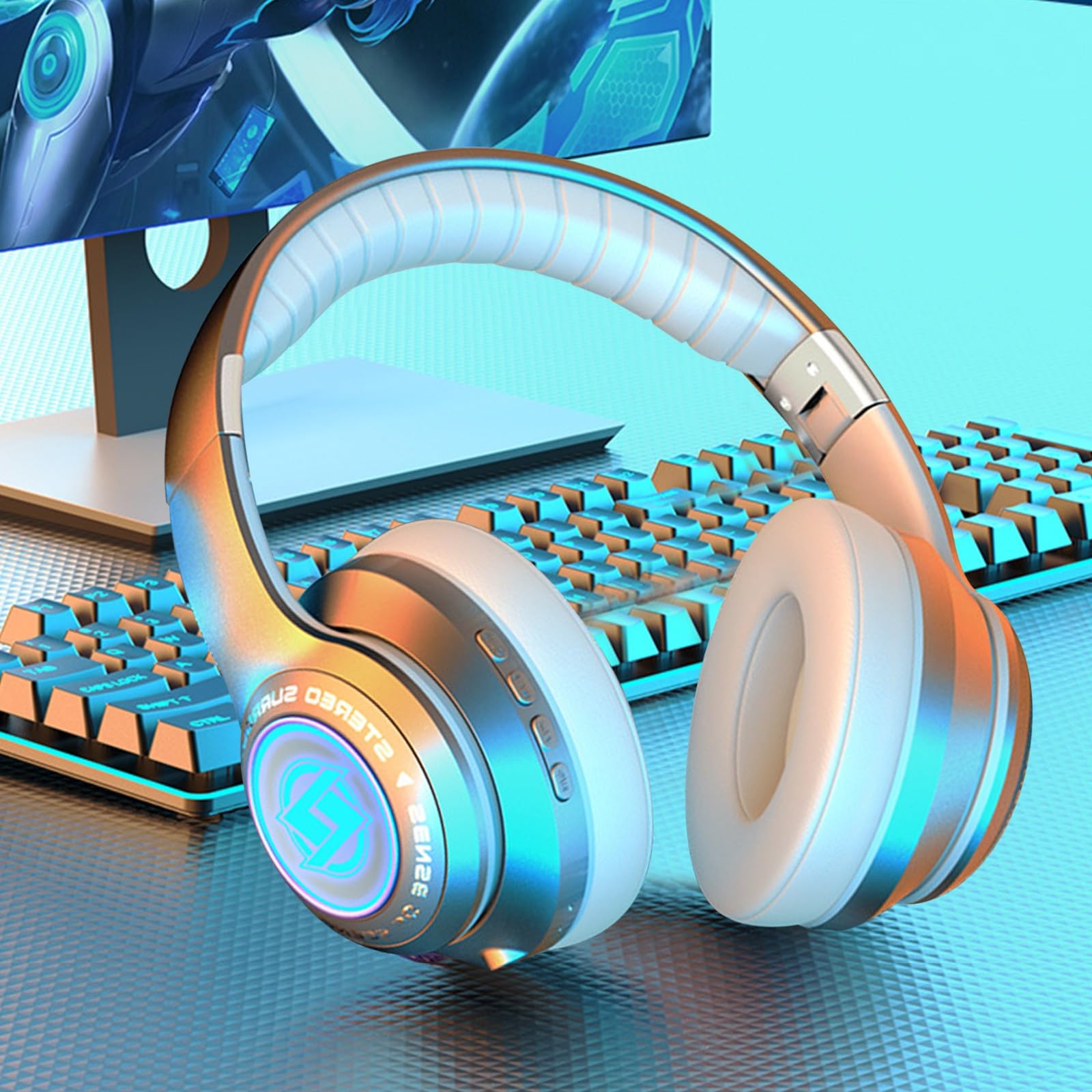 Bluetooth Headphones Over Ear, Foldable Bluetooth5.3 Wireless Headphones Lightweight, 30H Playback, HiFi Stereo Bass Sound, Noise Reduction, for Cell Phone Travel Online Shopping