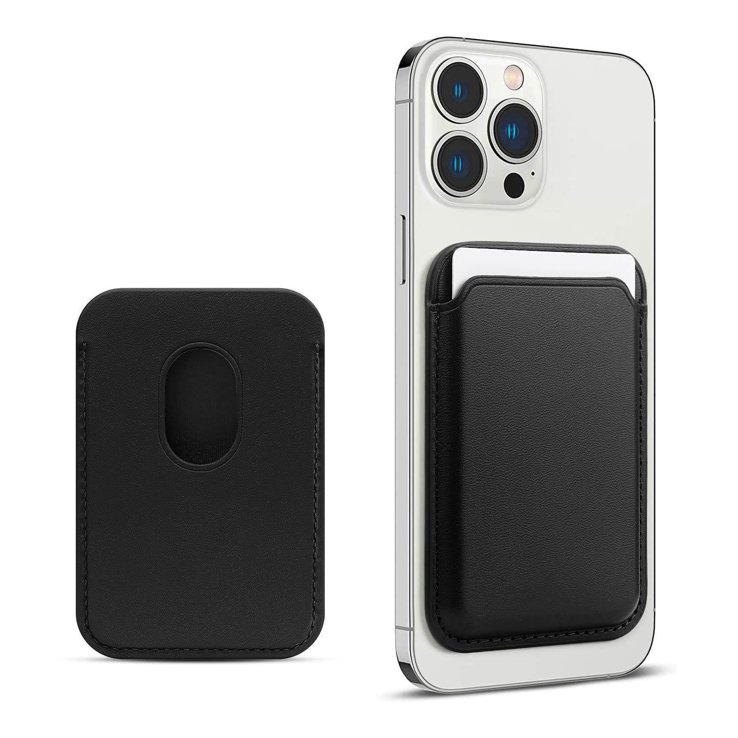 FIDWALL Magsafe Wallet Portafoglio Tessuti in Pelle per iPhone 16/15/14/13/12 Max/Pro/Plus/mini,con Anello in Ferro per all Phone Case,RFID Card Holder con Magsafe Magnete (Nero)