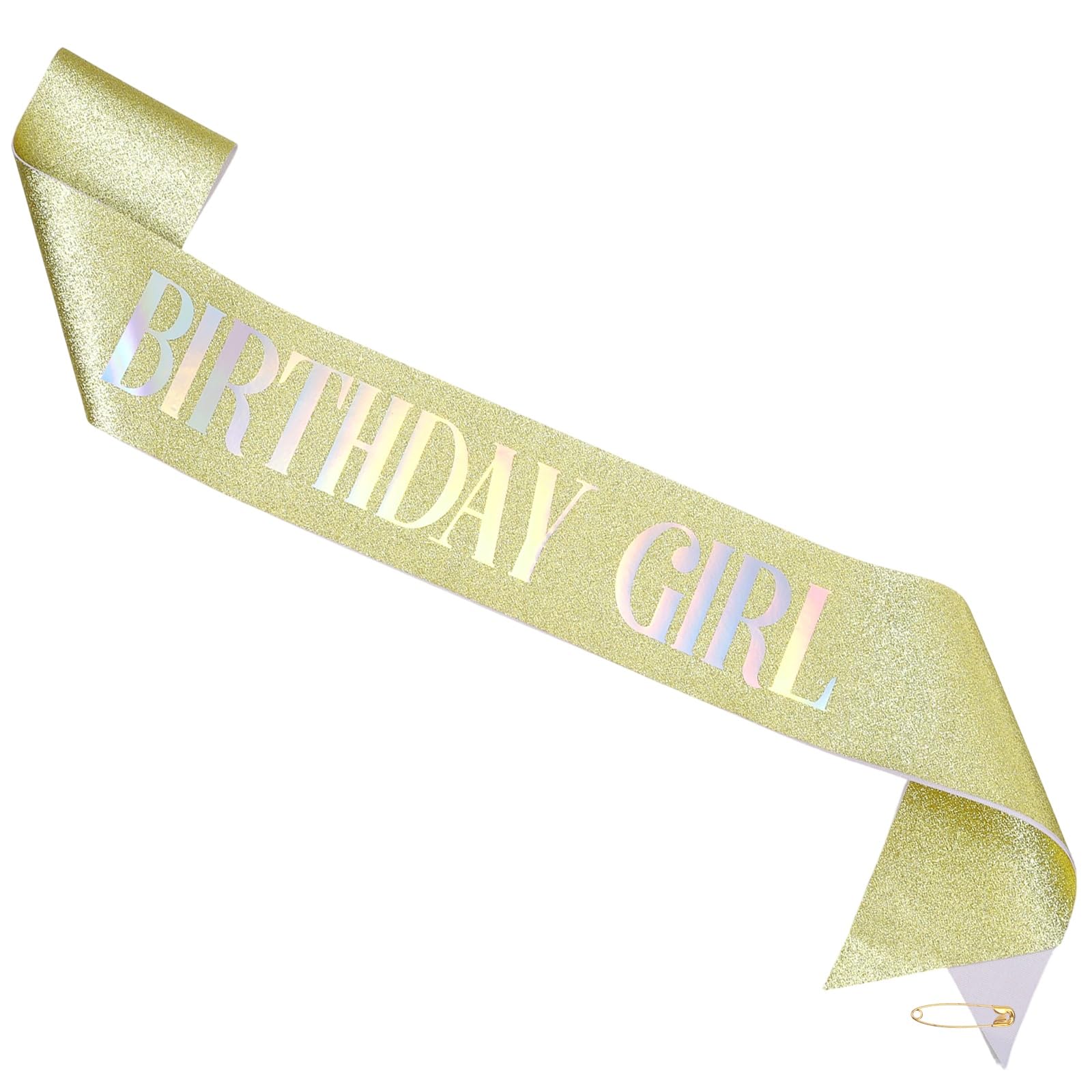 M METERXITY 1-Pack Birthday Sash Printed, Sequined Fabric Birthday Gifts Decorations with Pin for Women, Teens, Adults/Party Favors Supplies [Gold Glitter]