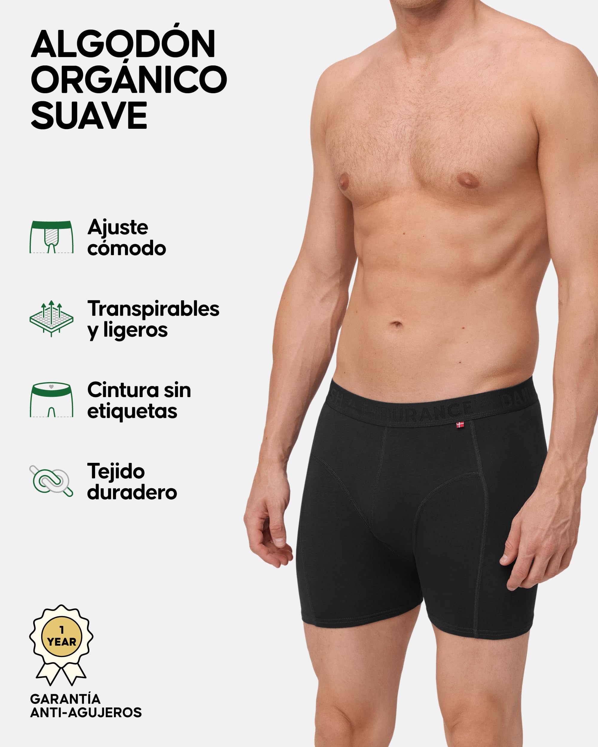 DANISH ENDURANCE Calzoncillos Boxer Algodón, Ajuste Clásico, 3 y 6 Pack