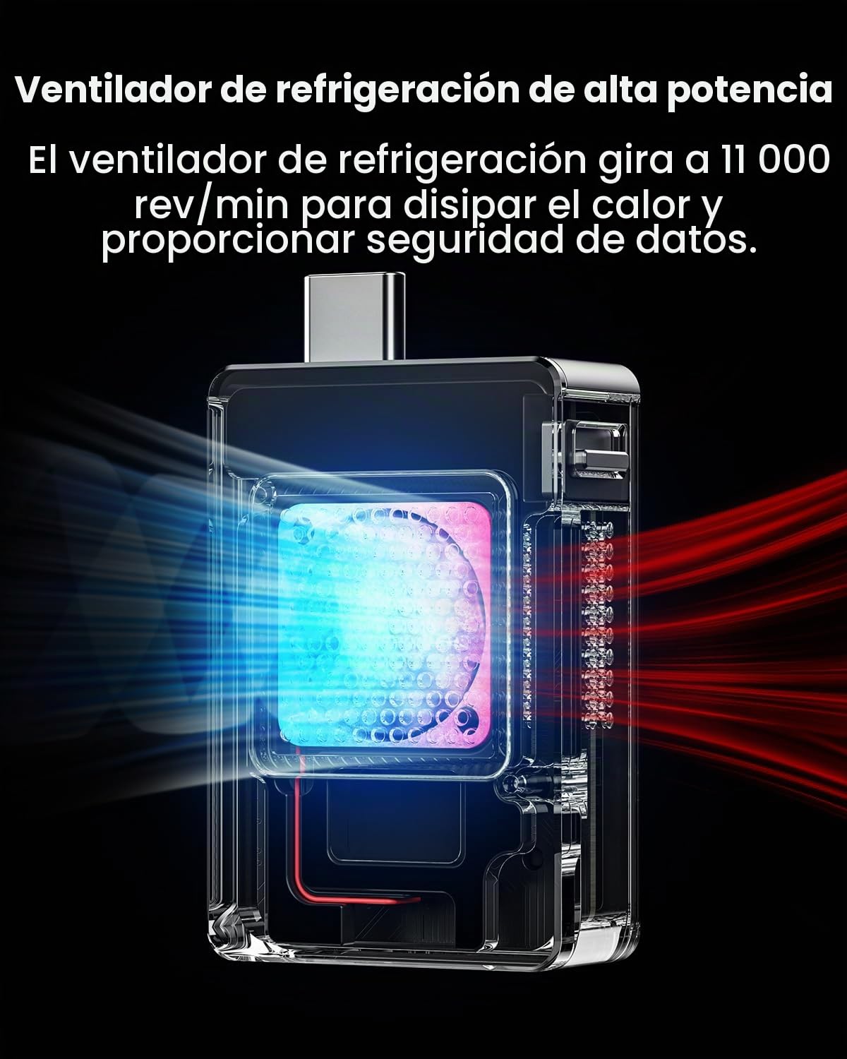 SHARGE Disk M.2 NVMe - Carcasa SSD con Sistema de Refrigeración Activo, USB C 3.2 Gen2 de 10 Gbps, Lector NVMe Compatible con Laves M y SSD Tamaño 2230, Amarillo