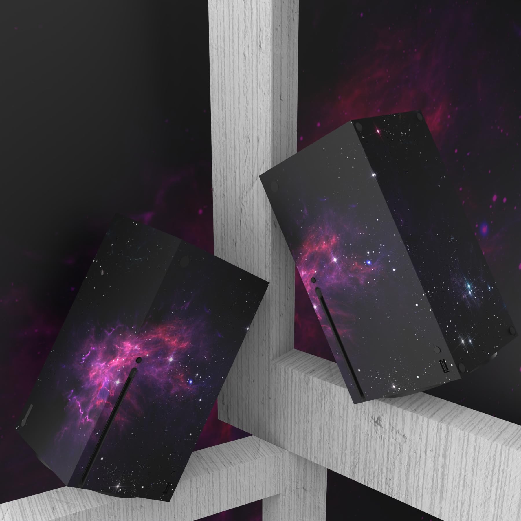 PlayVital Purple Nebula Custom Vinyl Skins for Xbox Series X, Wrap Decal Cover Stickers for Xbox Series X Console Controller - 5