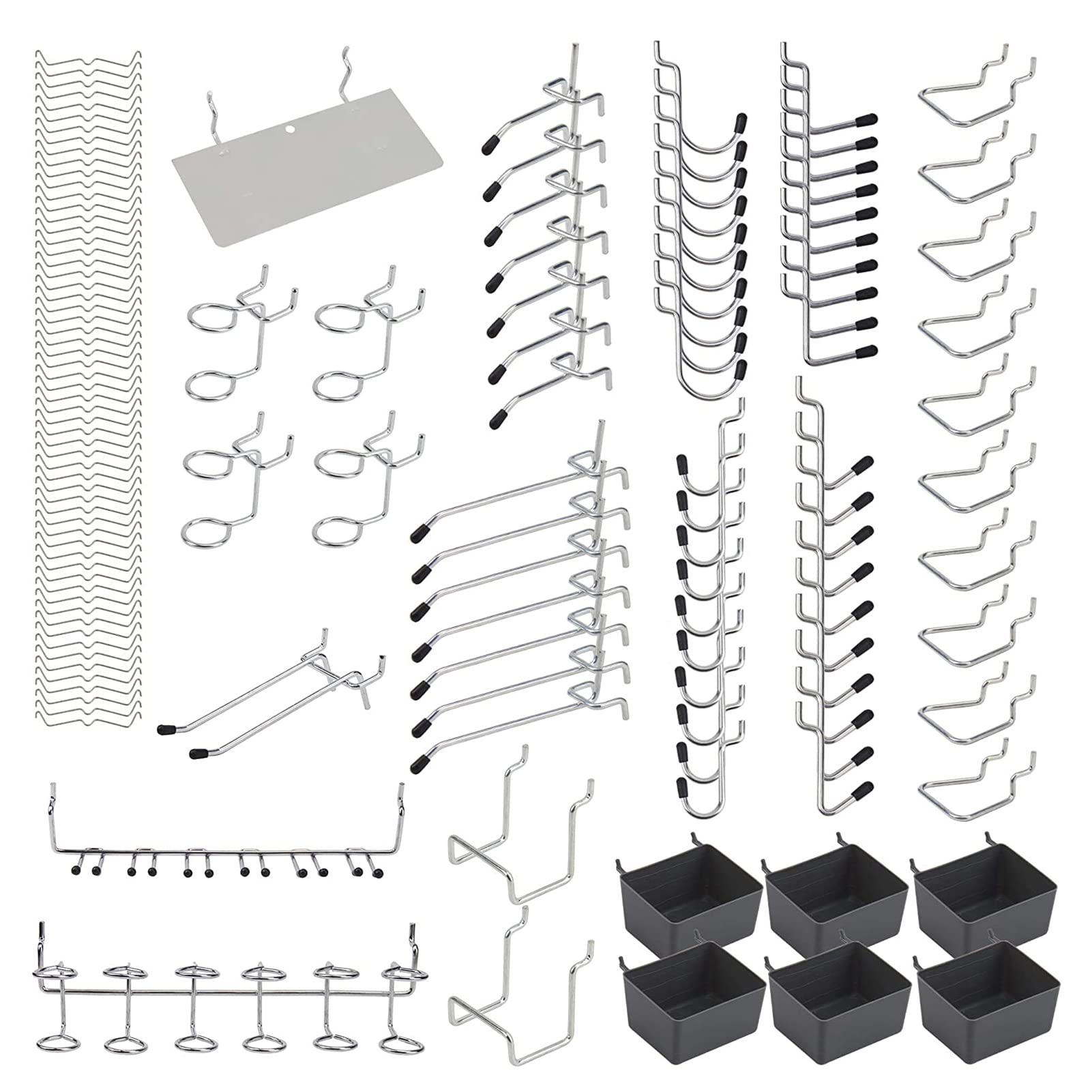 Eacam 140Pcs Metal Pegboard Hooks Organizer Assortment Kit Peg Locks Hanging Applications