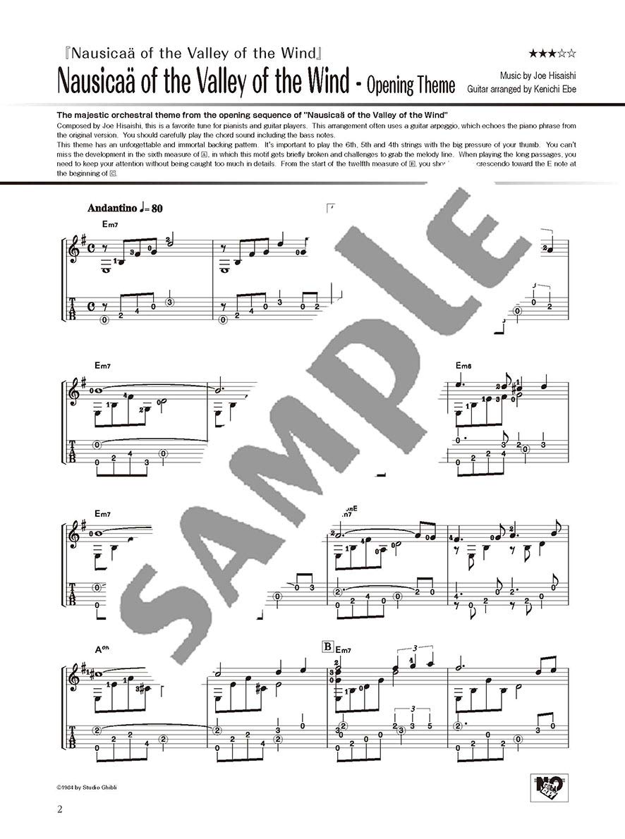 Studio ghibli songs for solo guitar vol.1/english - pour guitare seule - import japon