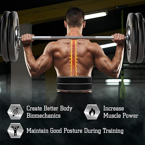 Miniatura 5 de Yes4All Cinturón de levantamiento de pesas 100% de cuero de alta calidad, piel auténtica, cinturón de inmersión 2 en 1 con cadenacinturón