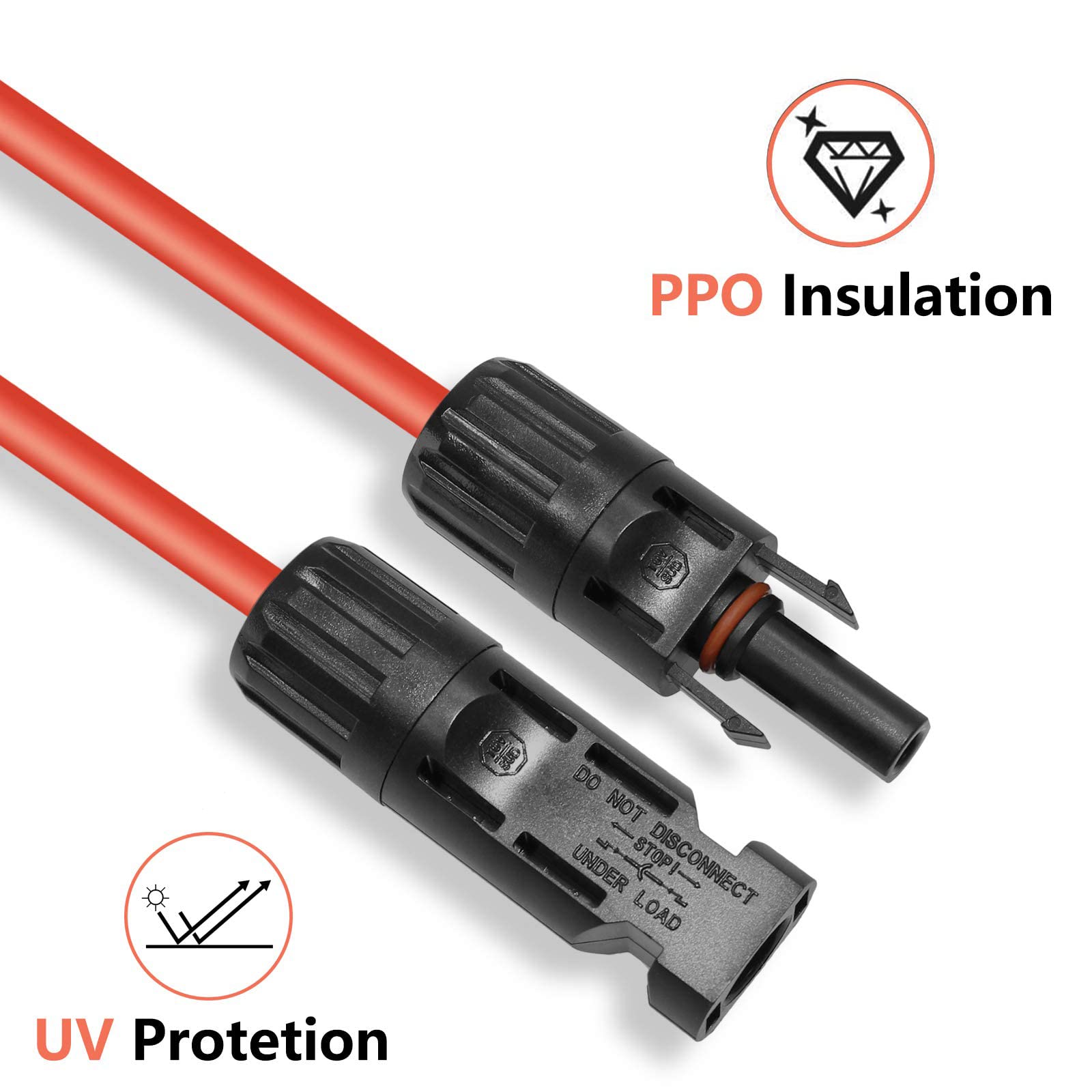 Snapklik.com : PHITUODA 5FT Black + Red 12AWG(4mm2) Solar Panel ...