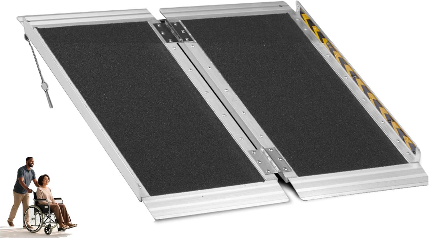 8FT Ramp Wheelchair Ramp for Home, Non-Skid Aluminum Portable Wheelchair Ramps, 800 LBS Capacity Handicap Ramp for Steps, Doorway, Homes, Threshold, Entry, Stairs