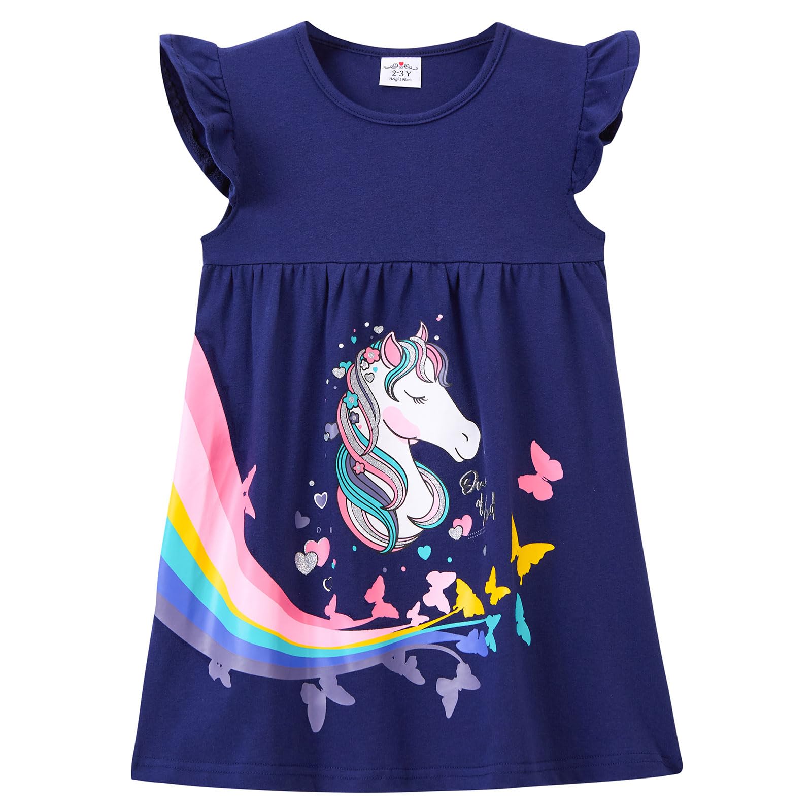 VIKITA Vestido Manga Larga Algodón Princesa Niñas 2-8 años
