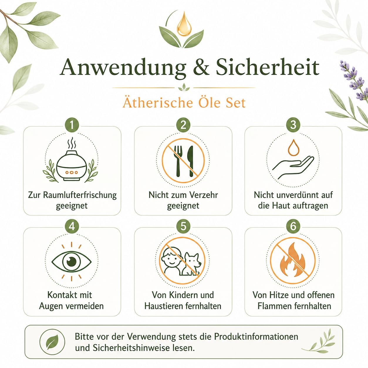 Huiles Essentielles 18 x 10 ml, Pour Diffuseur Arbre à thé Lavande Eucalyptus Encens Citronnelle Romarin Orange Menthe Citron Bergamote Ylang-ylang Camomille Rose Sauge etc.