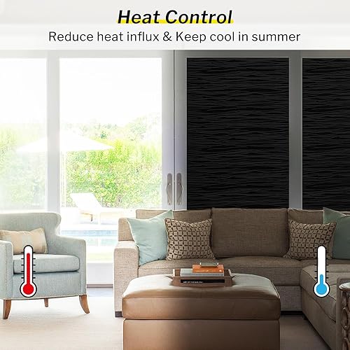Miniatura 5 de rabbitgoo Película opaca total de privacidad para ventana, bloqueo de luz solar, para reducción de rayos UV, cubierta de ventana extraíble para