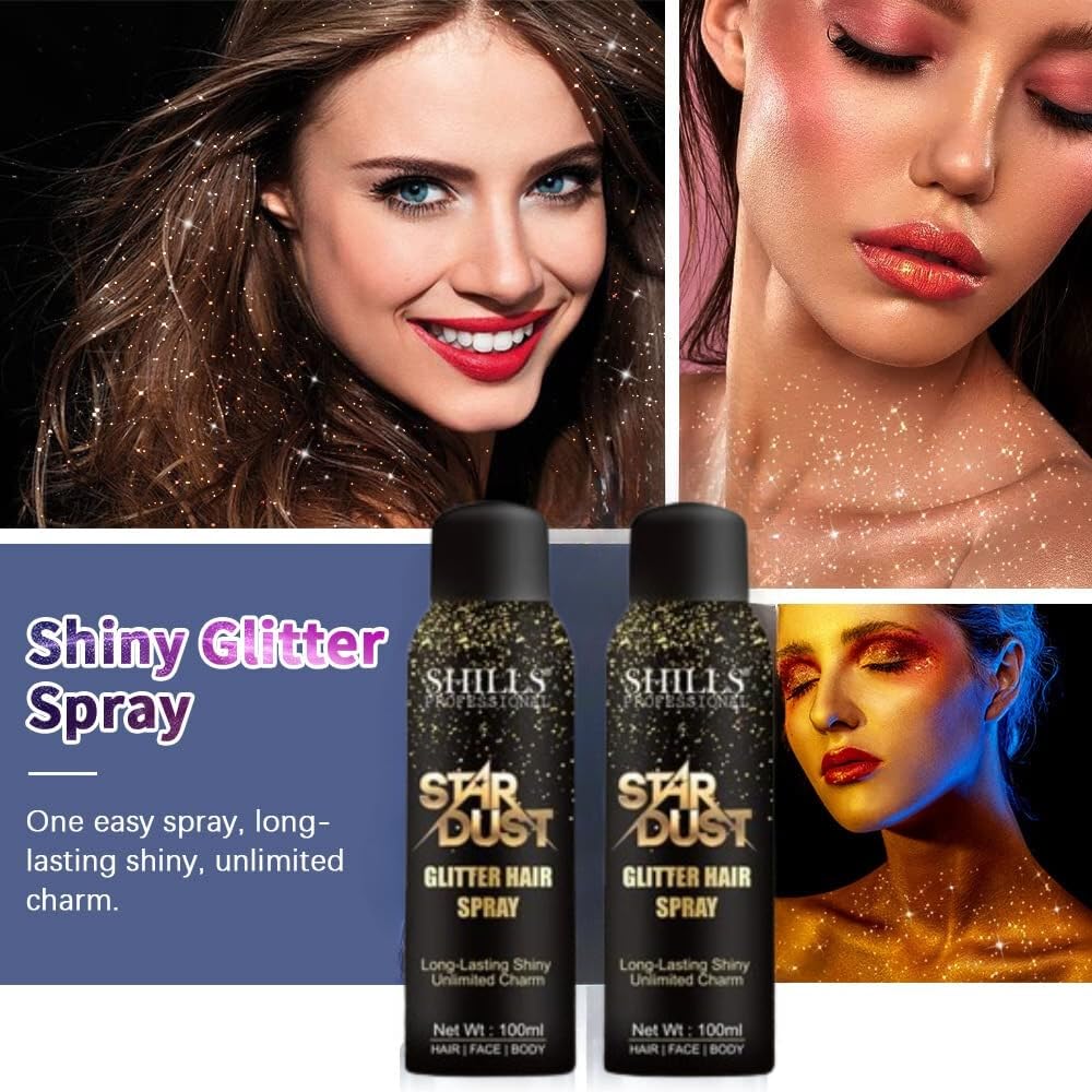 KNYUC MART Glitter Hair Spray Long Lasting Shiny Unlimited Charm 100ML, (Silver) - Image 9 thumbnail