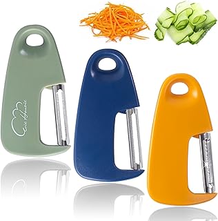 Vegetable Peeler Set 3 Piece, Durable Swivel Peeler with Ultra Sharp Stainless Steel Blade - Straight, Serrated, Julienne ...
